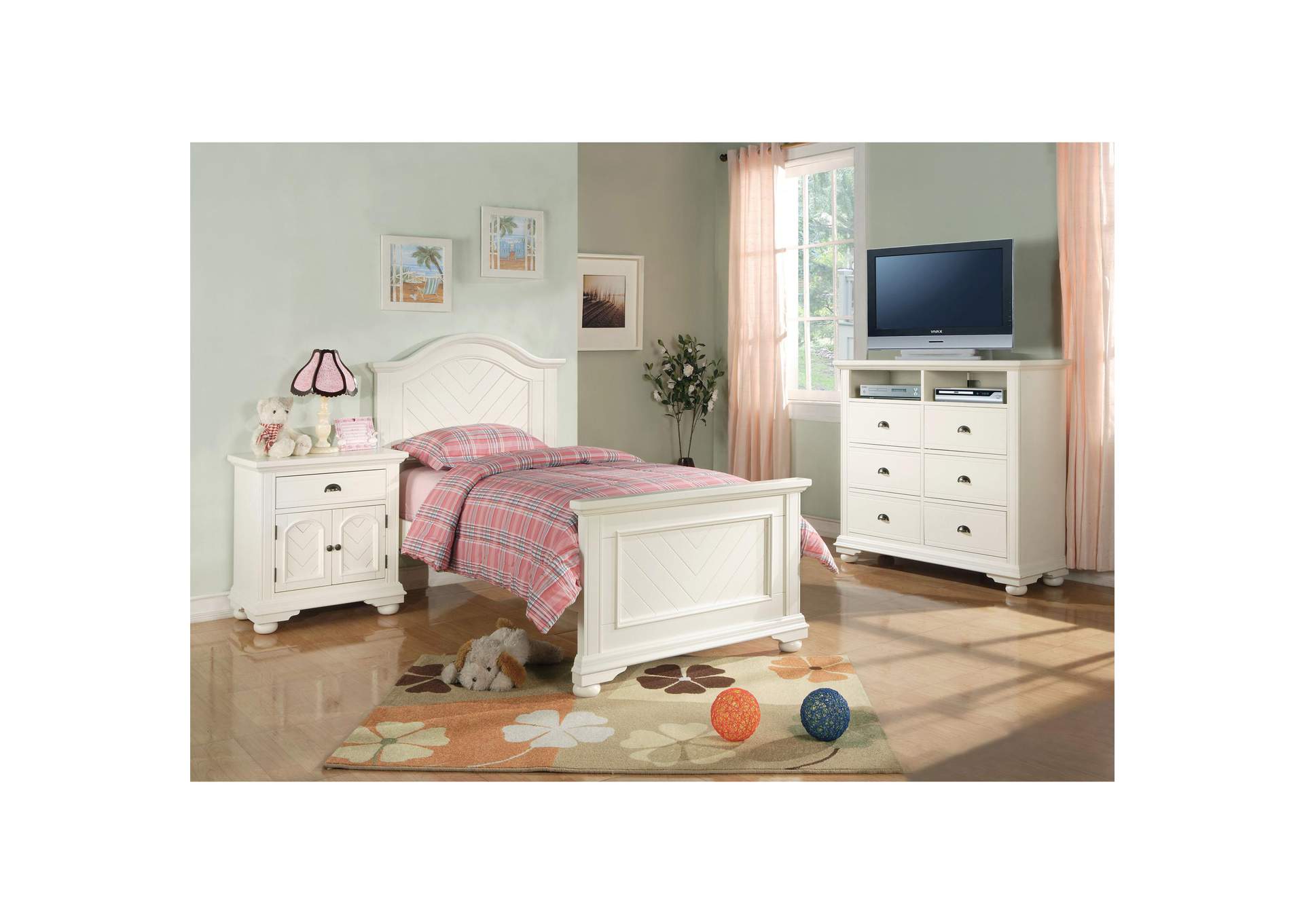 Brook White Twin Panel Bed image 1