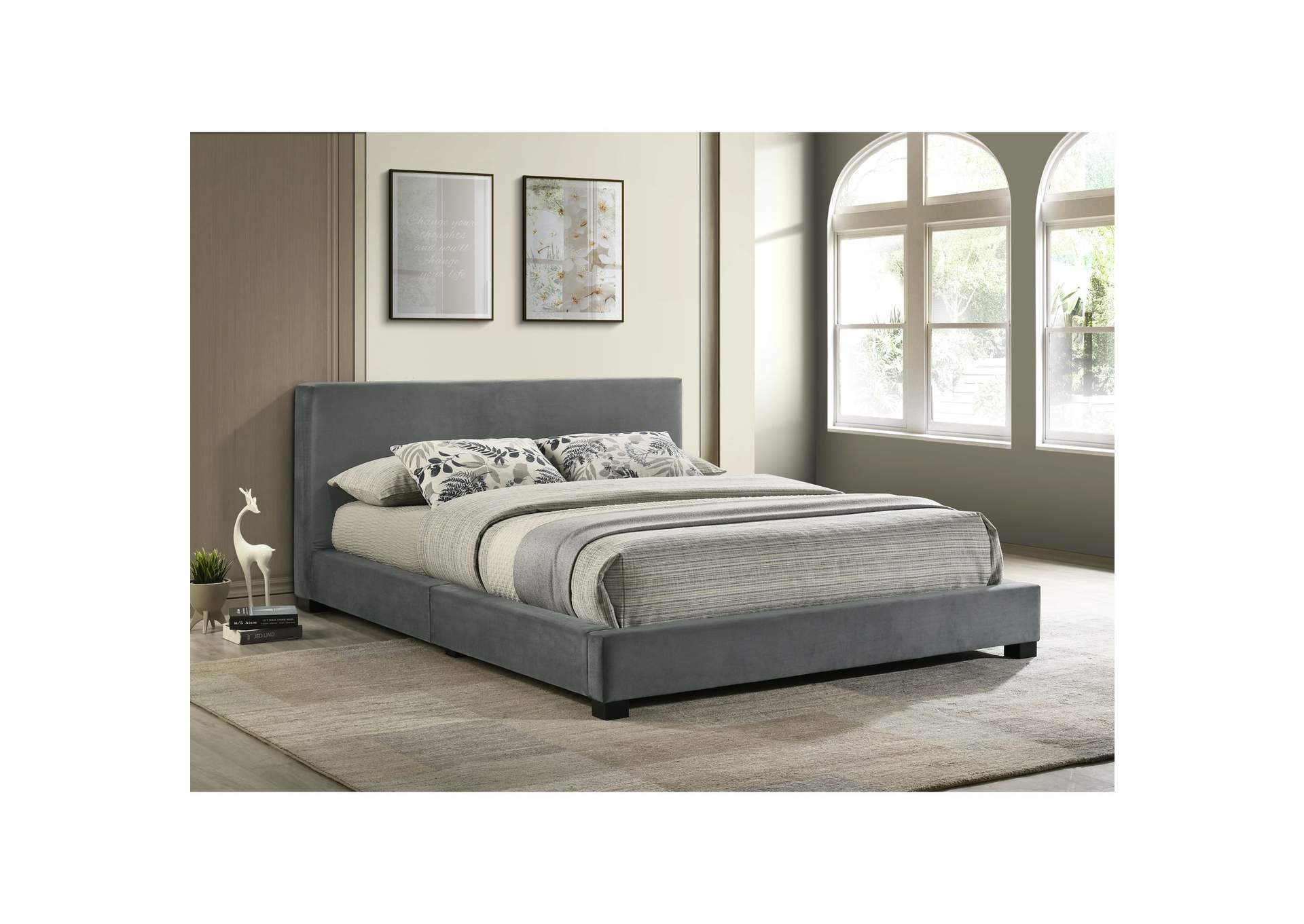Brookhaven Full Upholstery Bed In Grey Velvet image 1