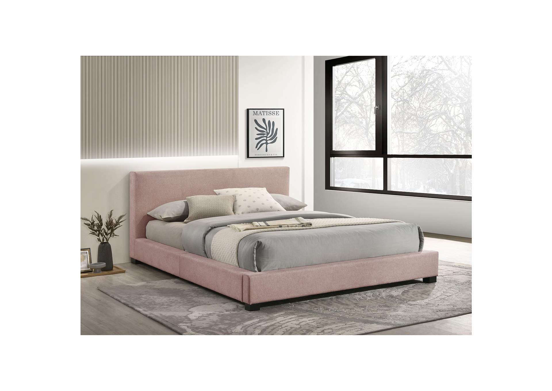 Brookhaven Full Upholstery Bed In Pink Linen image 1