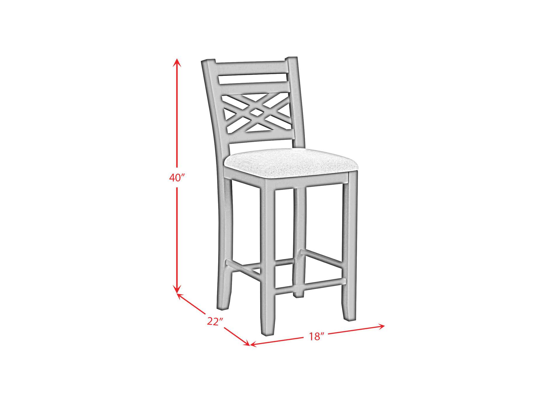 Brooks 5 Piece Counter Set With Table And 4 Upholstery Seat Wood Back Chairs In Medium Brown White image 9