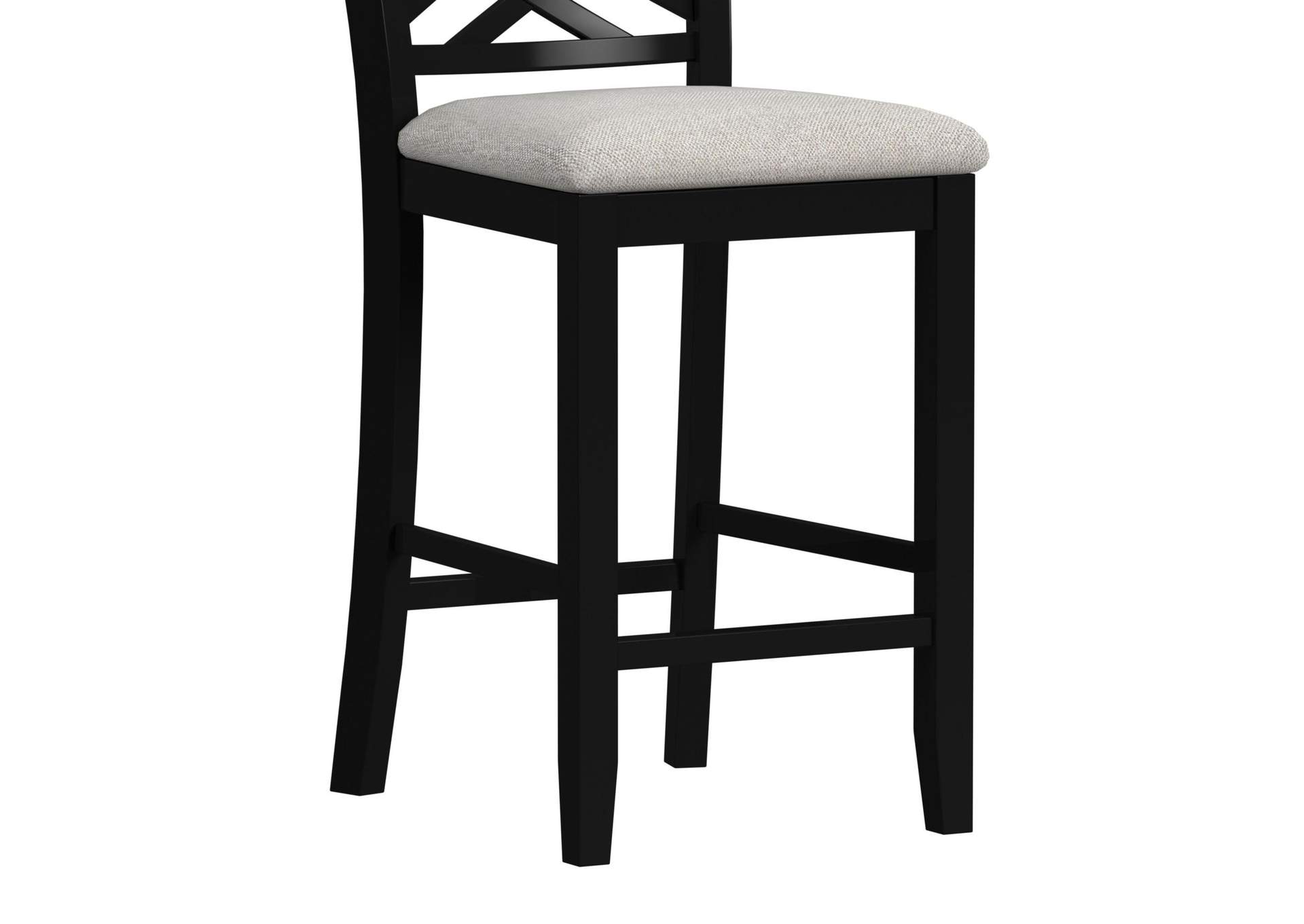Brooks 5 Piece Counter Set With Table And 4 Upholstery Seat Wood Back Chairs In Medium Brown Black image 7