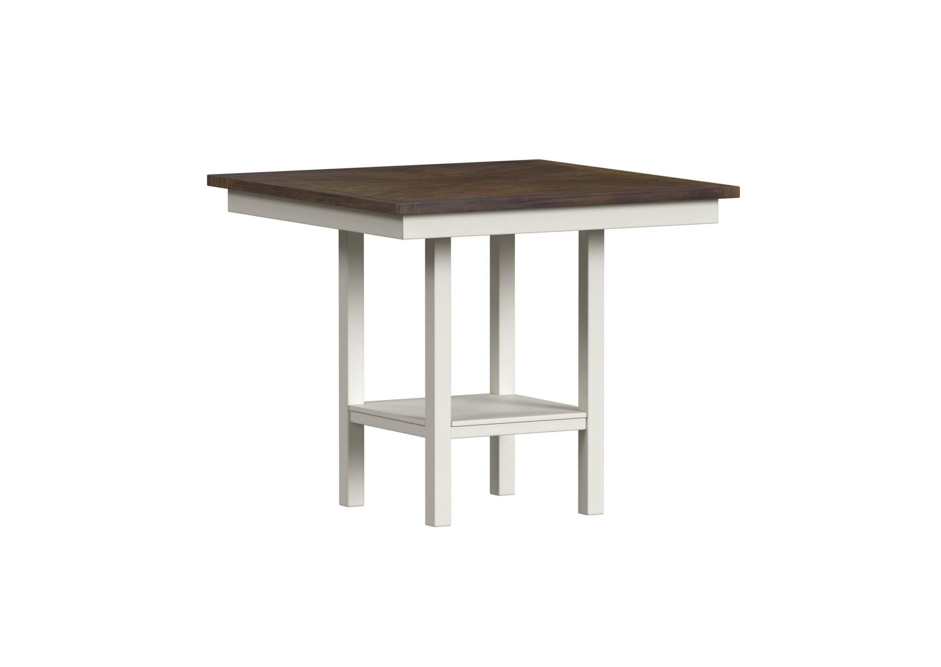 Brooks 5 Piece Counter Set With Table And 4 Upholstery Seat Wood Back Chairs In Medium Brown White image 10