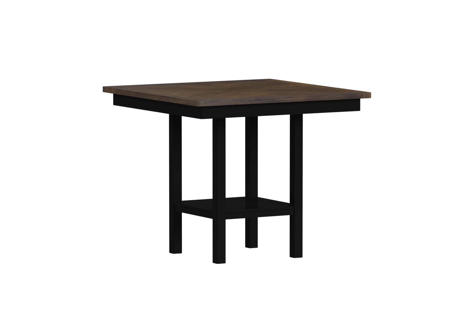 Brooks 5 Piece Counter Set With Table And 4 Upholstery Seat Wood Back Chairs In Medium Brown Black image 10