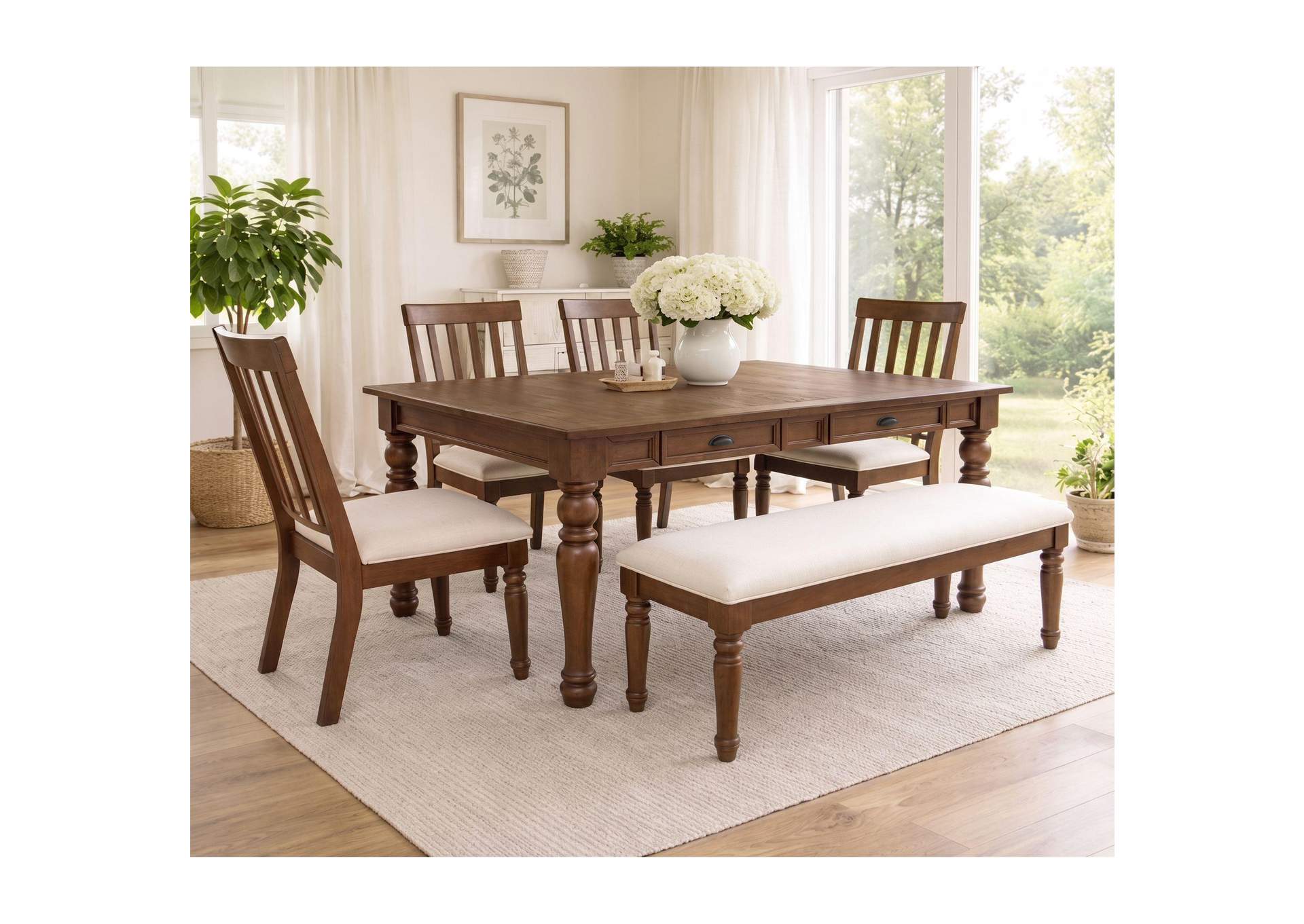 Broyhill Attic Heirlooms Dining Side Chairs With Oatmeal Light Brown Fabric In Brown 2 Per Carton image 1