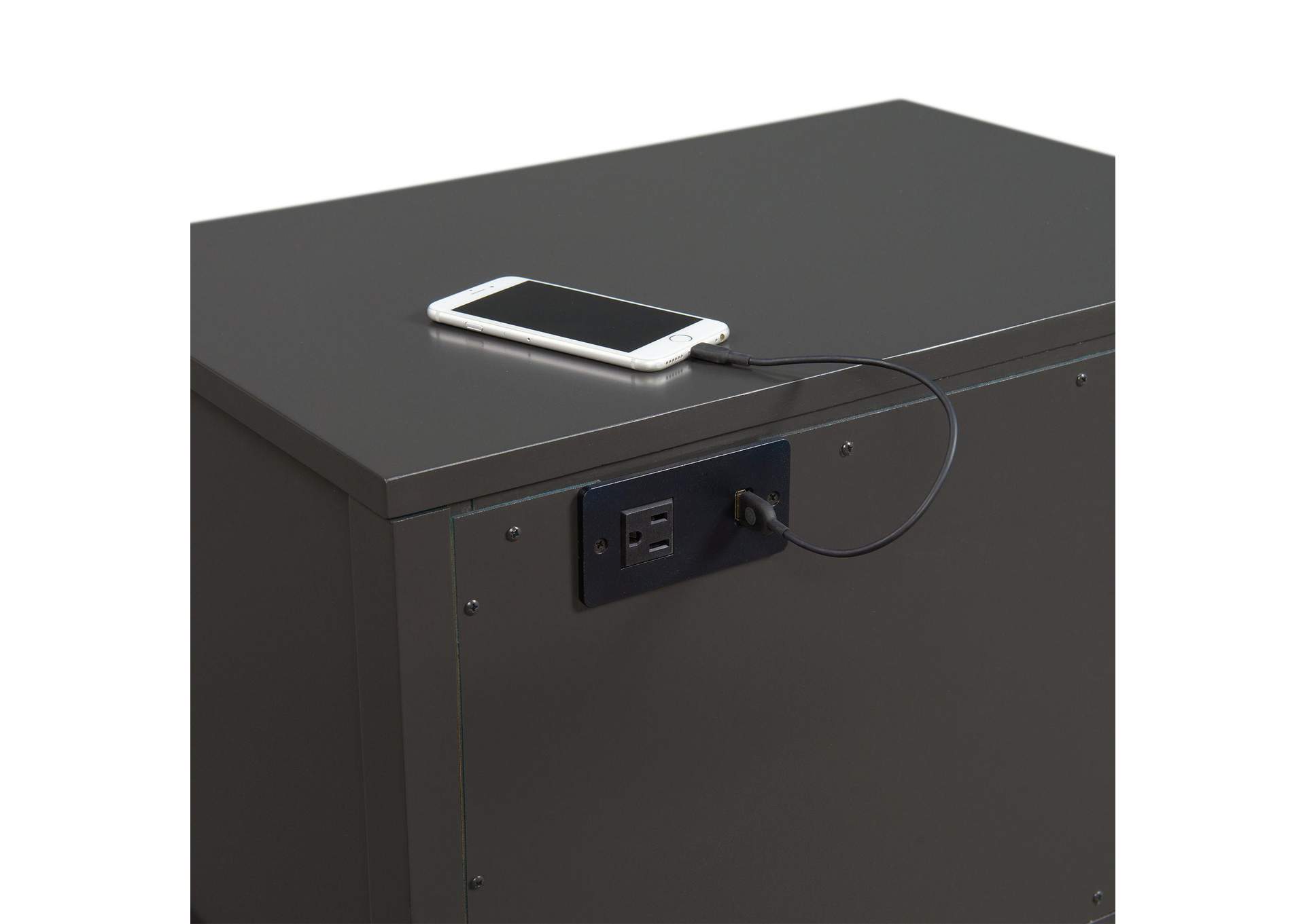Bruno Nightstand With Power Port In Dark Charcoal image 4