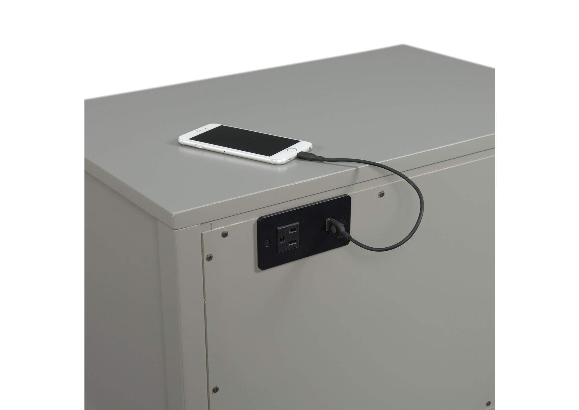 Bruno Nightstand With Power Port In Grey image 4