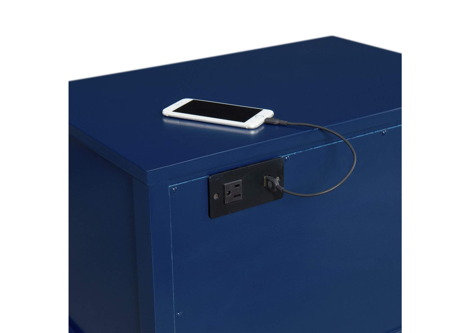 Bruno Nightstand With Power Port In Navy image 4