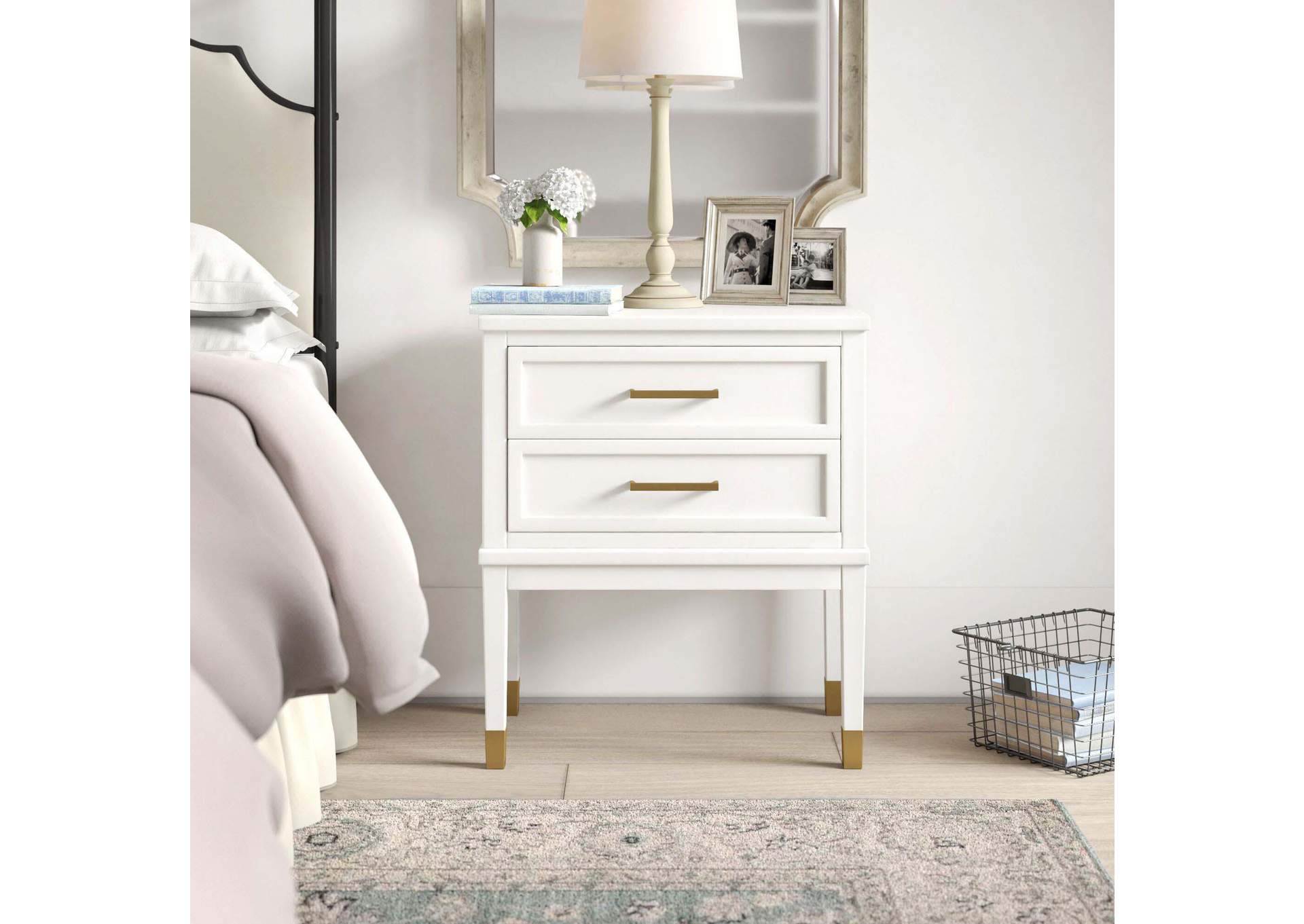 Bruno Nightstand With Power Port In White image 1