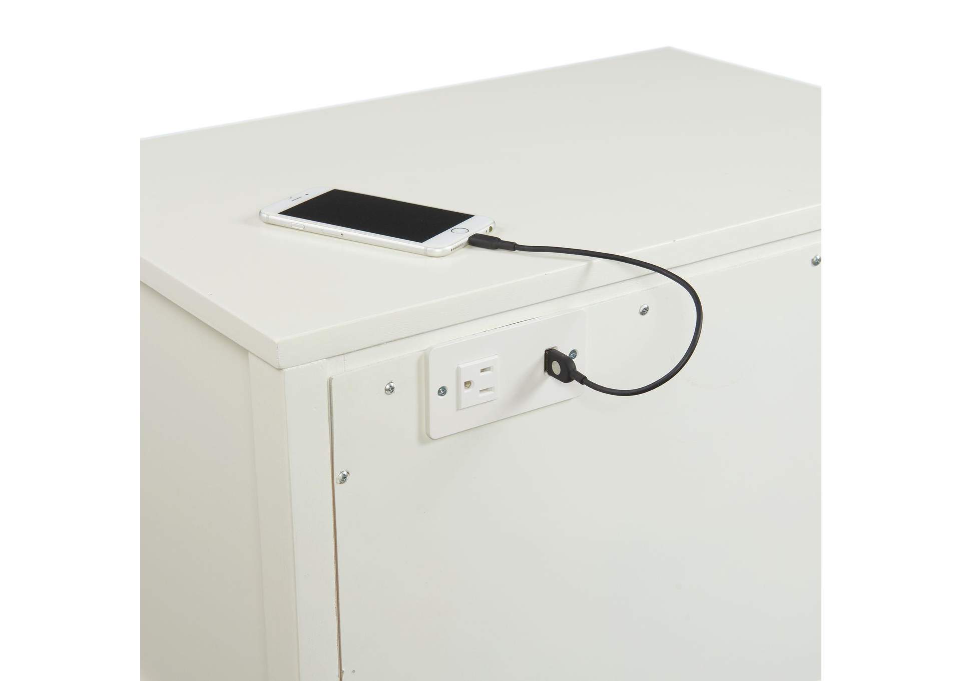 Bruno Nightstand With Power Port In White image 4
