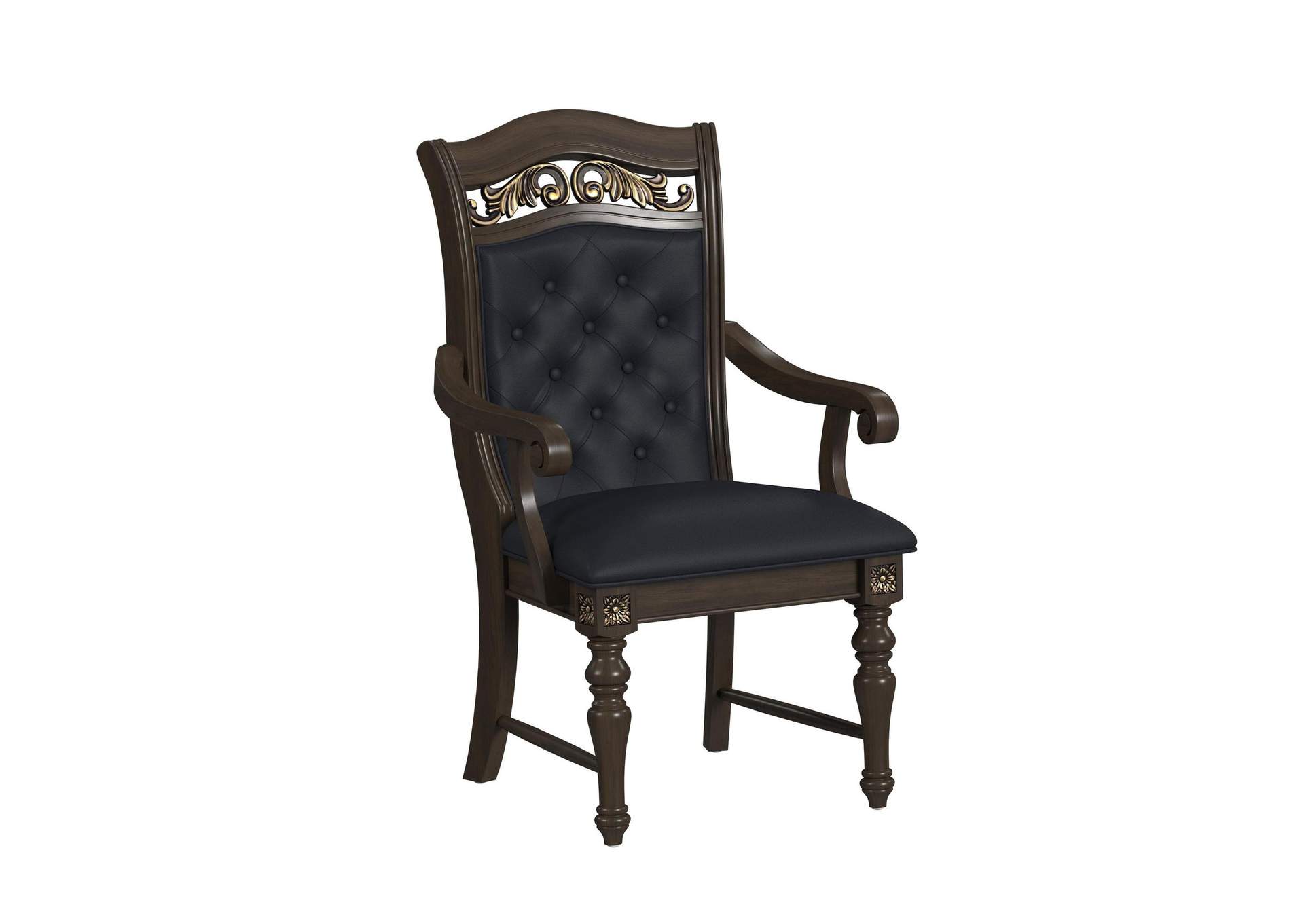 Brunswick Dining Arm Chair With Black Pu In Mahogany 2 Per Carton image 6