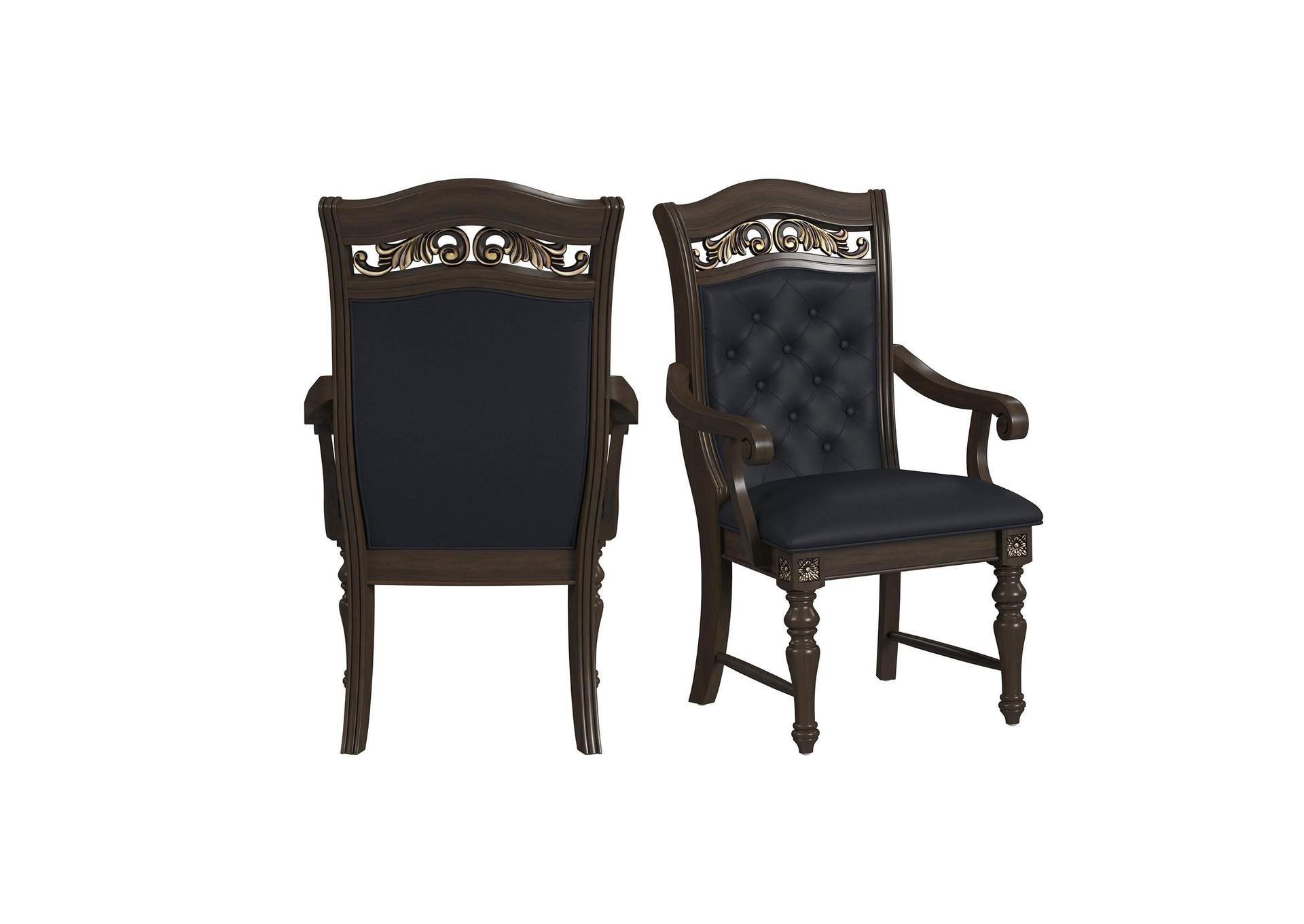 Brunswick Dining Arm Chair With Black Pu In Mahogany 2 Per Carton image 3