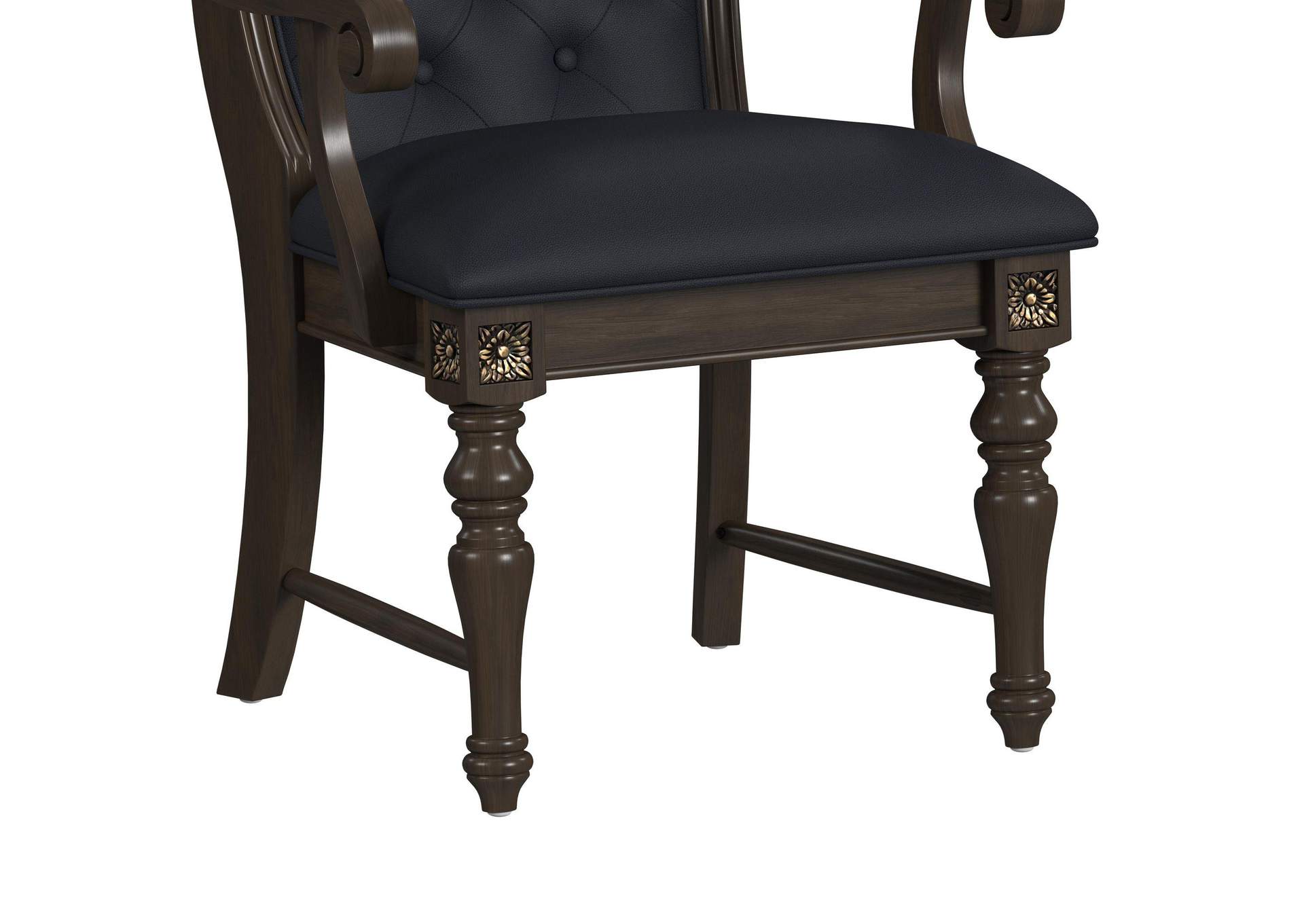 Brunswick Dining Arm Chair With Black Pu In Mahogany 2 Per Carton image 5