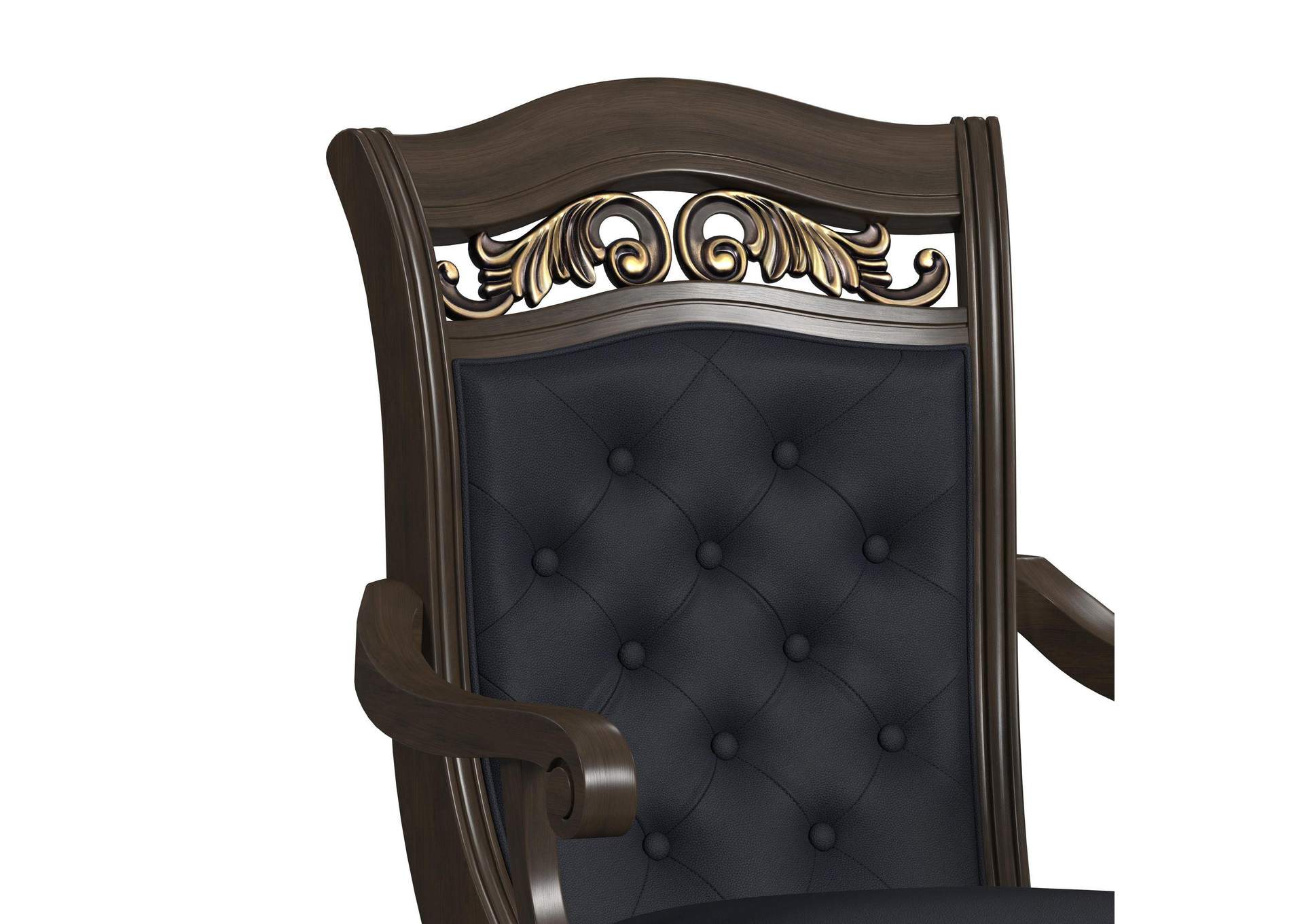 Brunswick Dining Arm Chair With Black Pu In Mahogany 2 Per Carton image 4