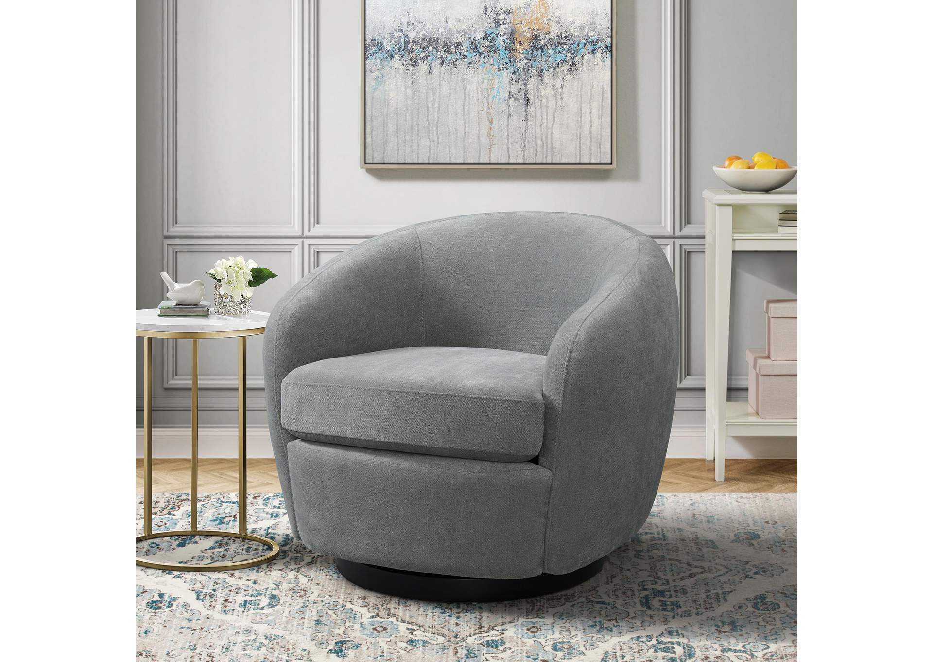 Chanel Swivel Chair In Bristo Grey image 1