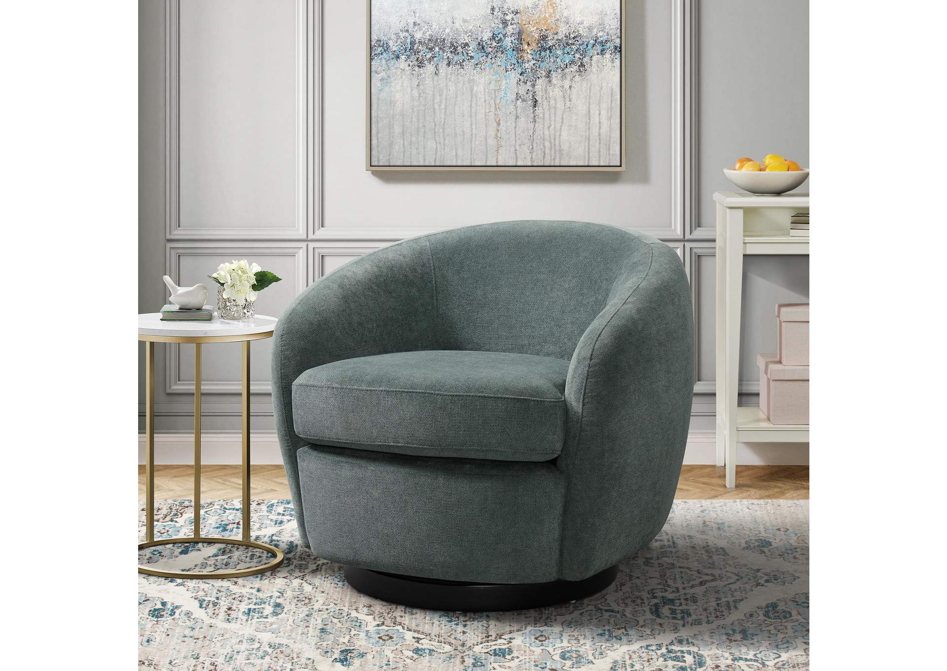 Chanel Swivel Chair In Bristo Teal image 1