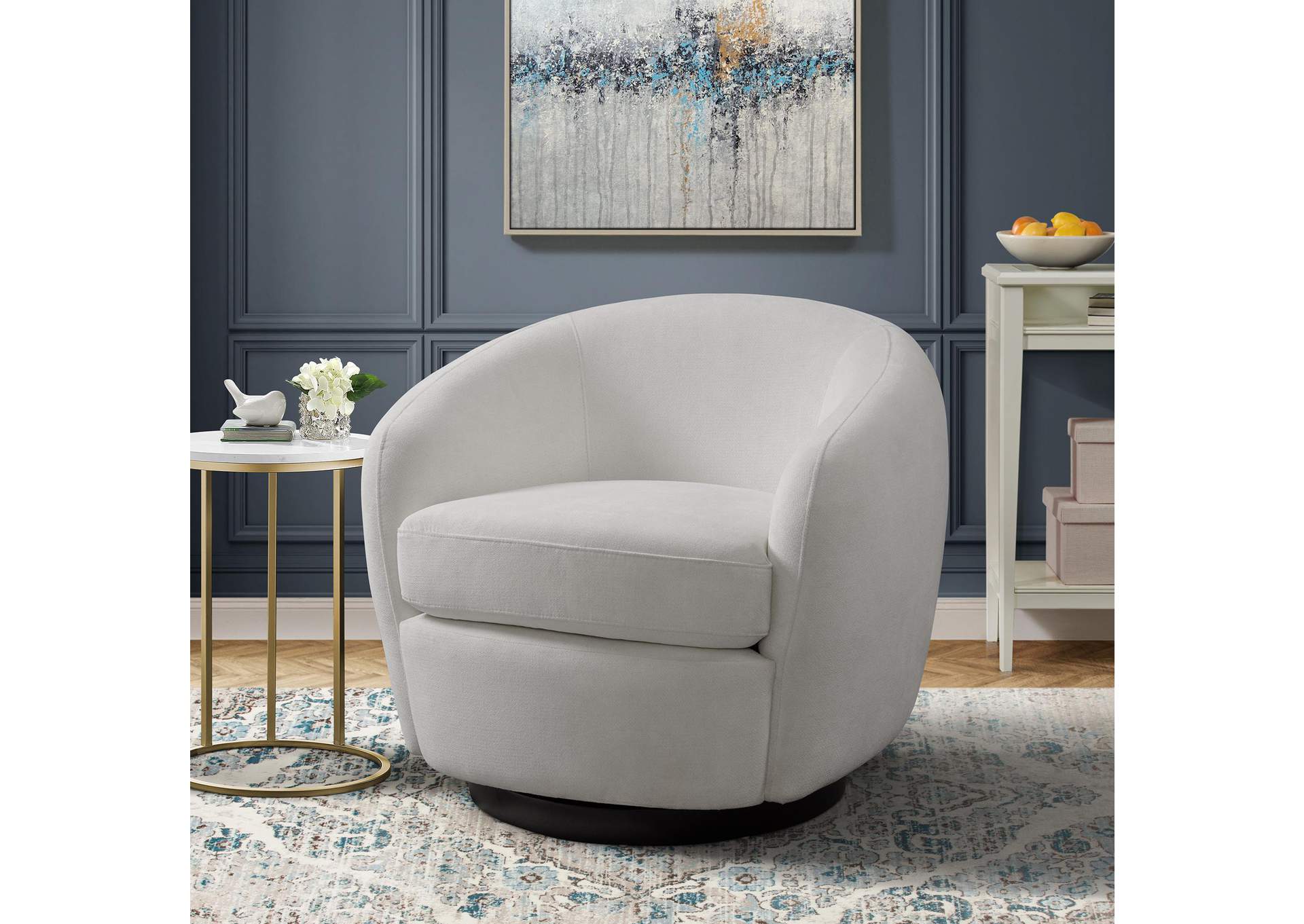 Chanel Swivel Chair In Bristo White image 1