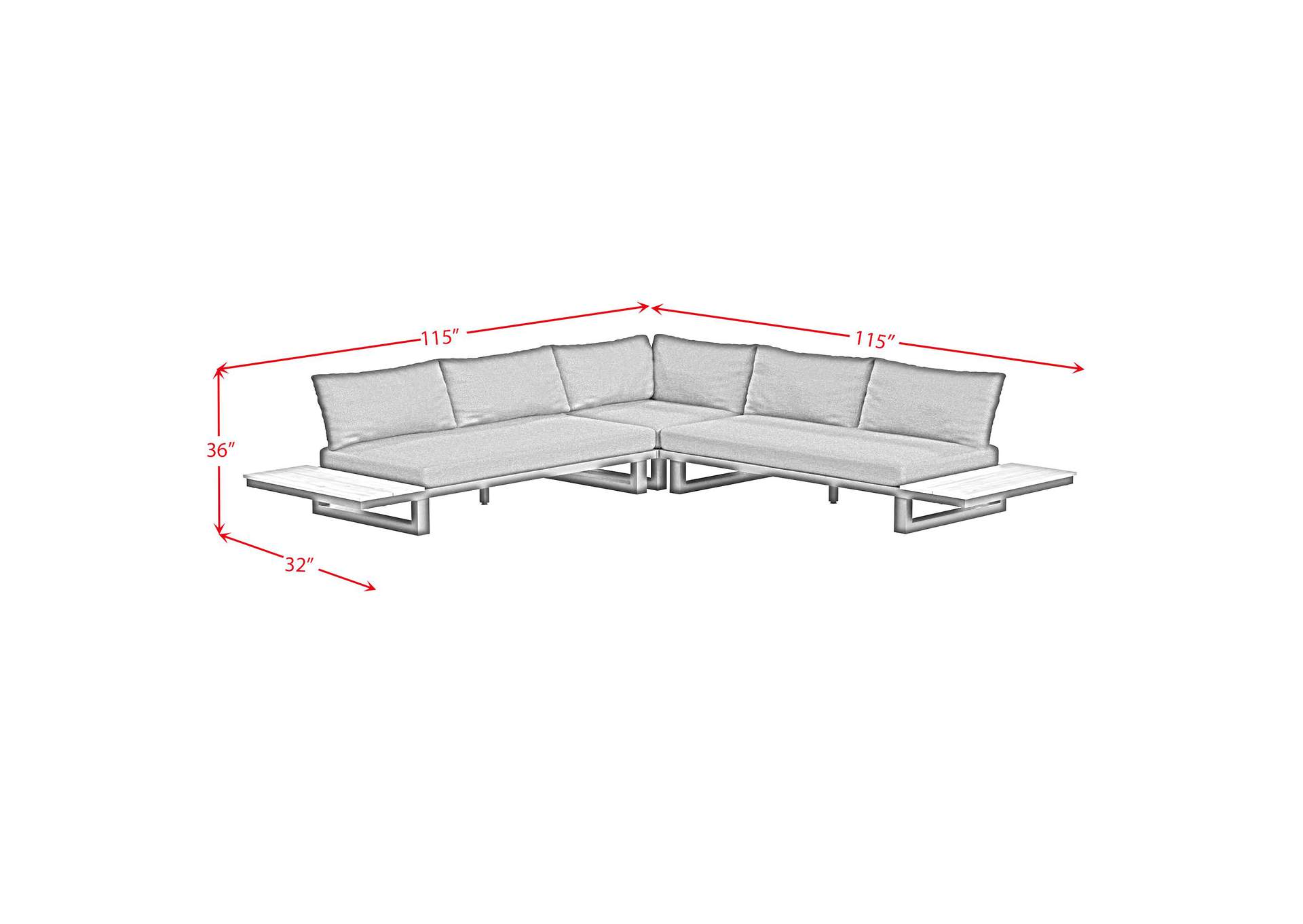 Cabana Three Piece Outdoor Seating Set With Dark Grey Olefin In Black image 5