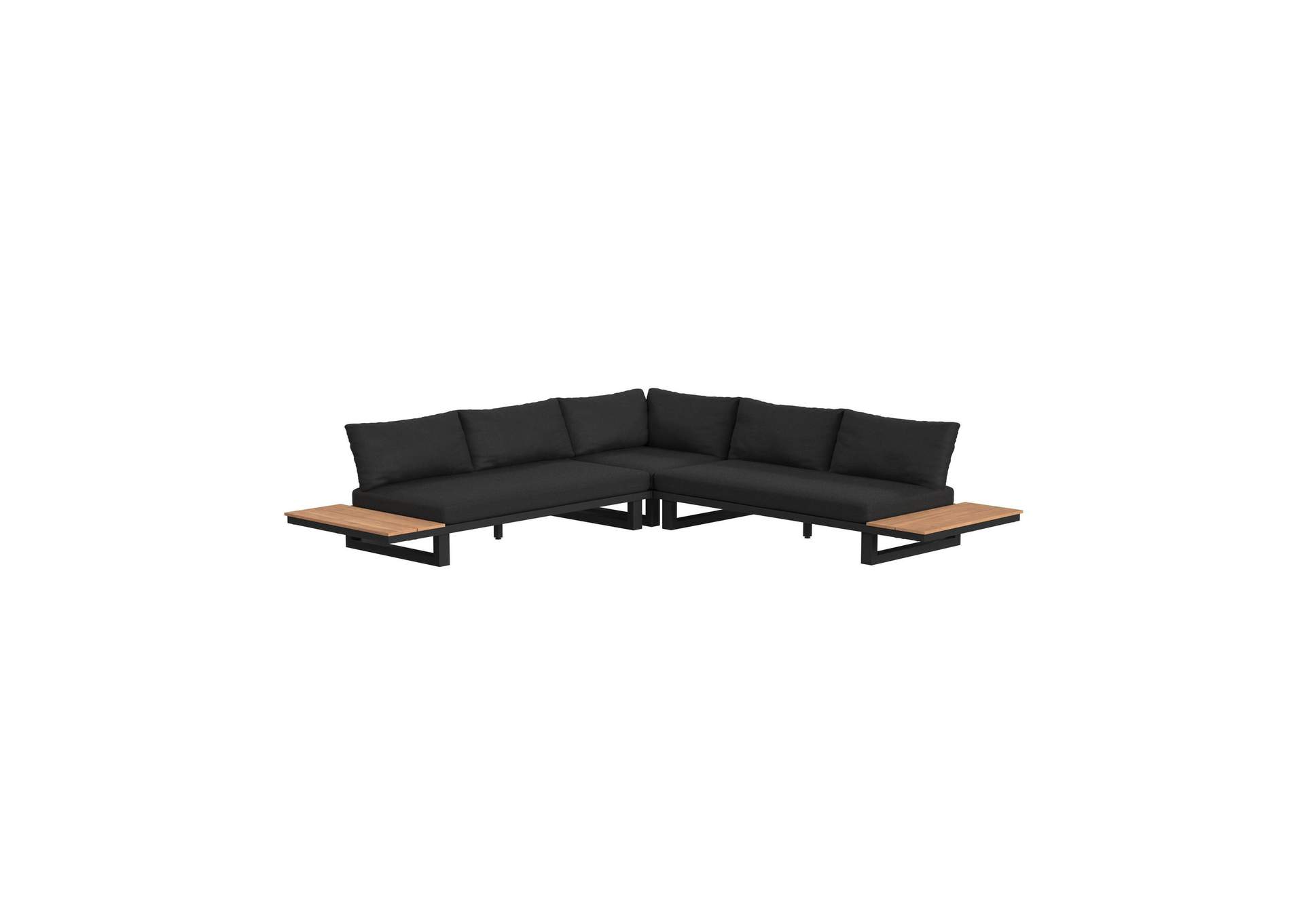 Cabana Three Piece Outdoor Seating Set With Dark Grey Olefin In Black image 6