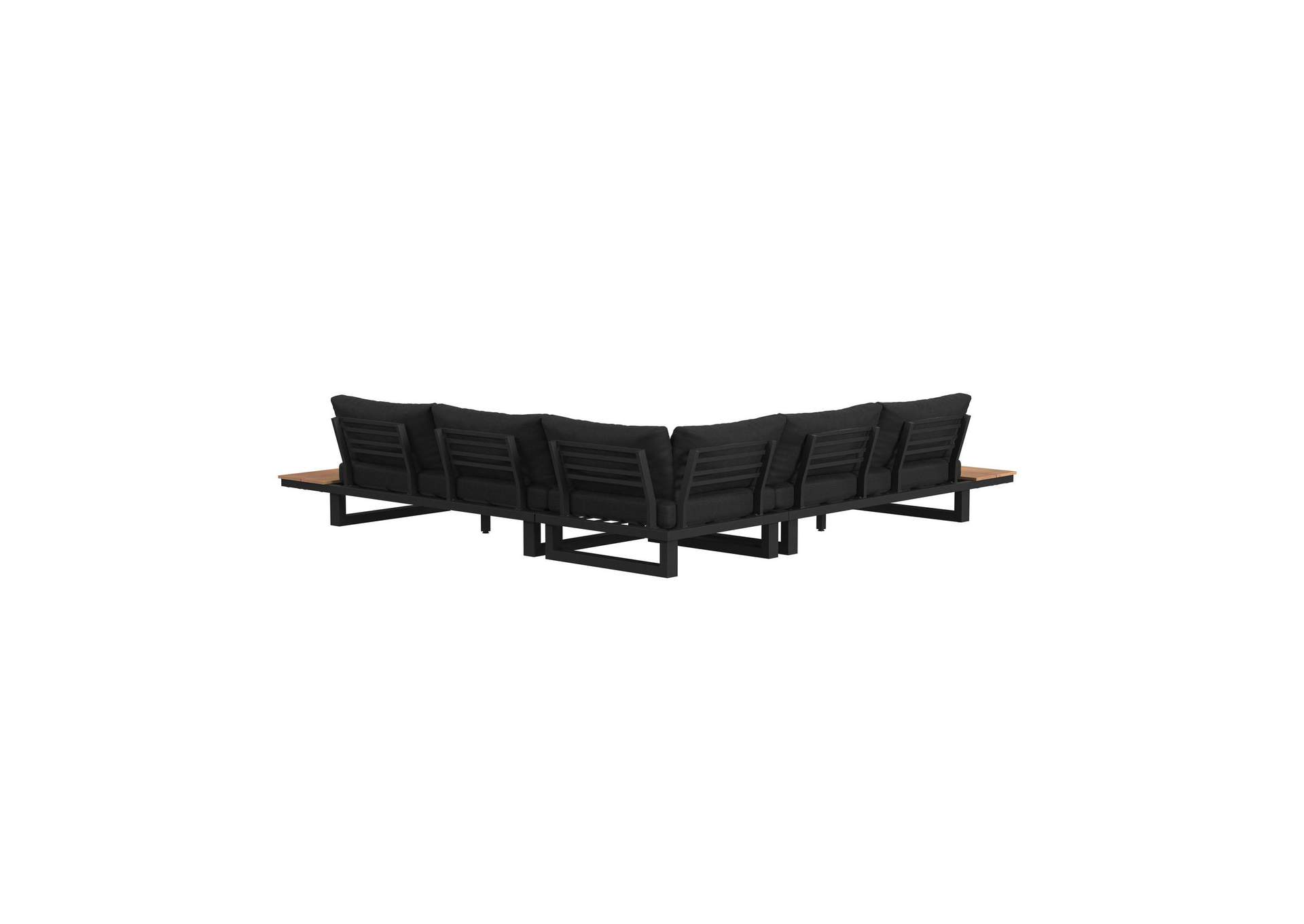 Cabana Three Piece Outdoor Seating Set With Dark Grey Olefin In Black image 8