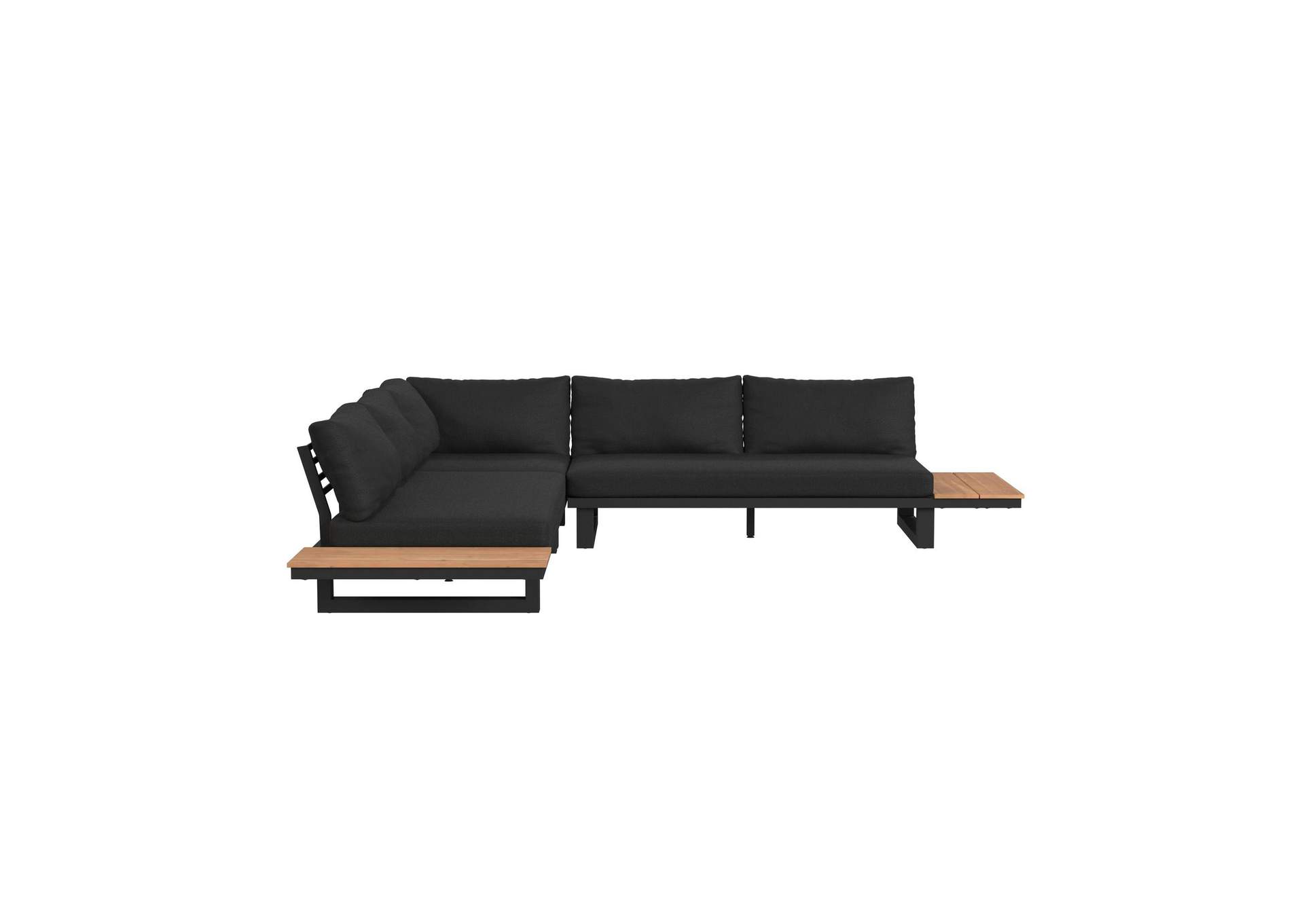 Cabana Three Piece Outdoor Seating Set With Dark Grey Olefin In Black image 7
