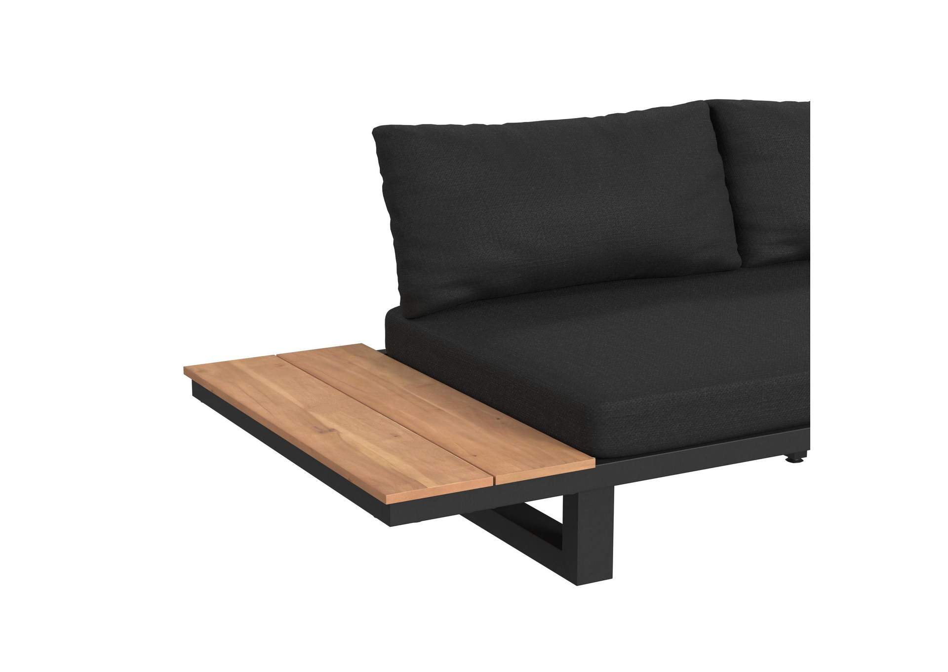 Cabana Three Piece Outdoor Seating Set With Dark Grey Olefin In Black image 3