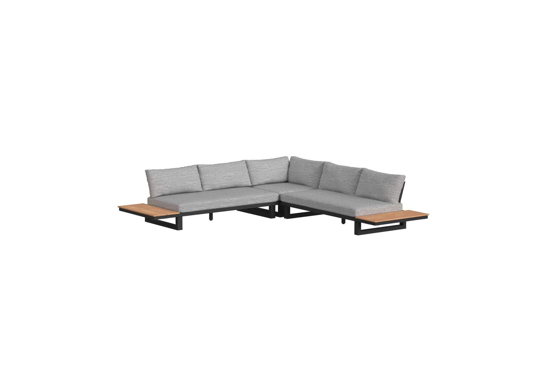 Cabana Three Piece Outdoor Seating Set With Light Grey Olefin In Black image 4