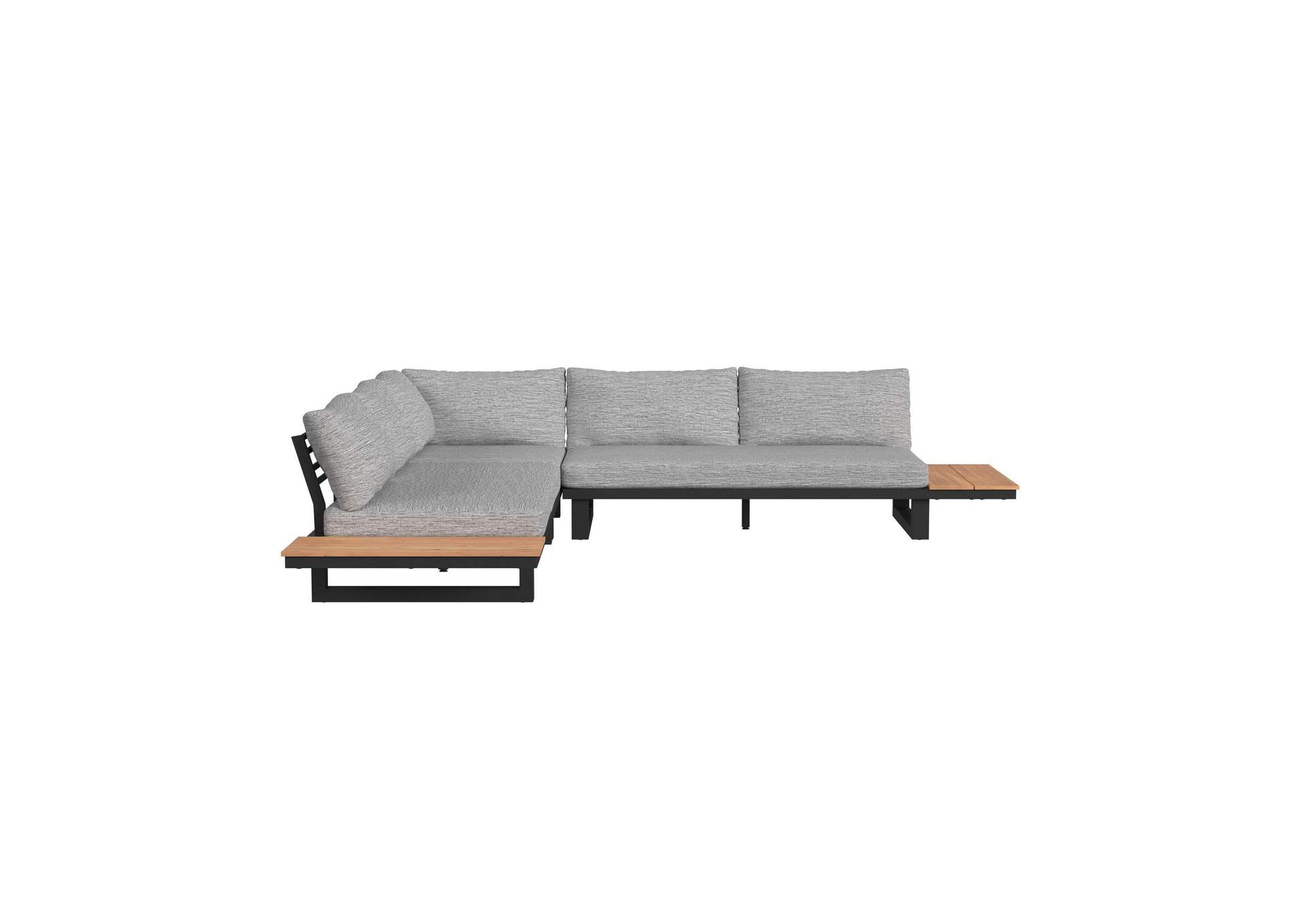 Cabana Three Piece Outdoor Seating Set With Light Grey Olefin In Black image 5