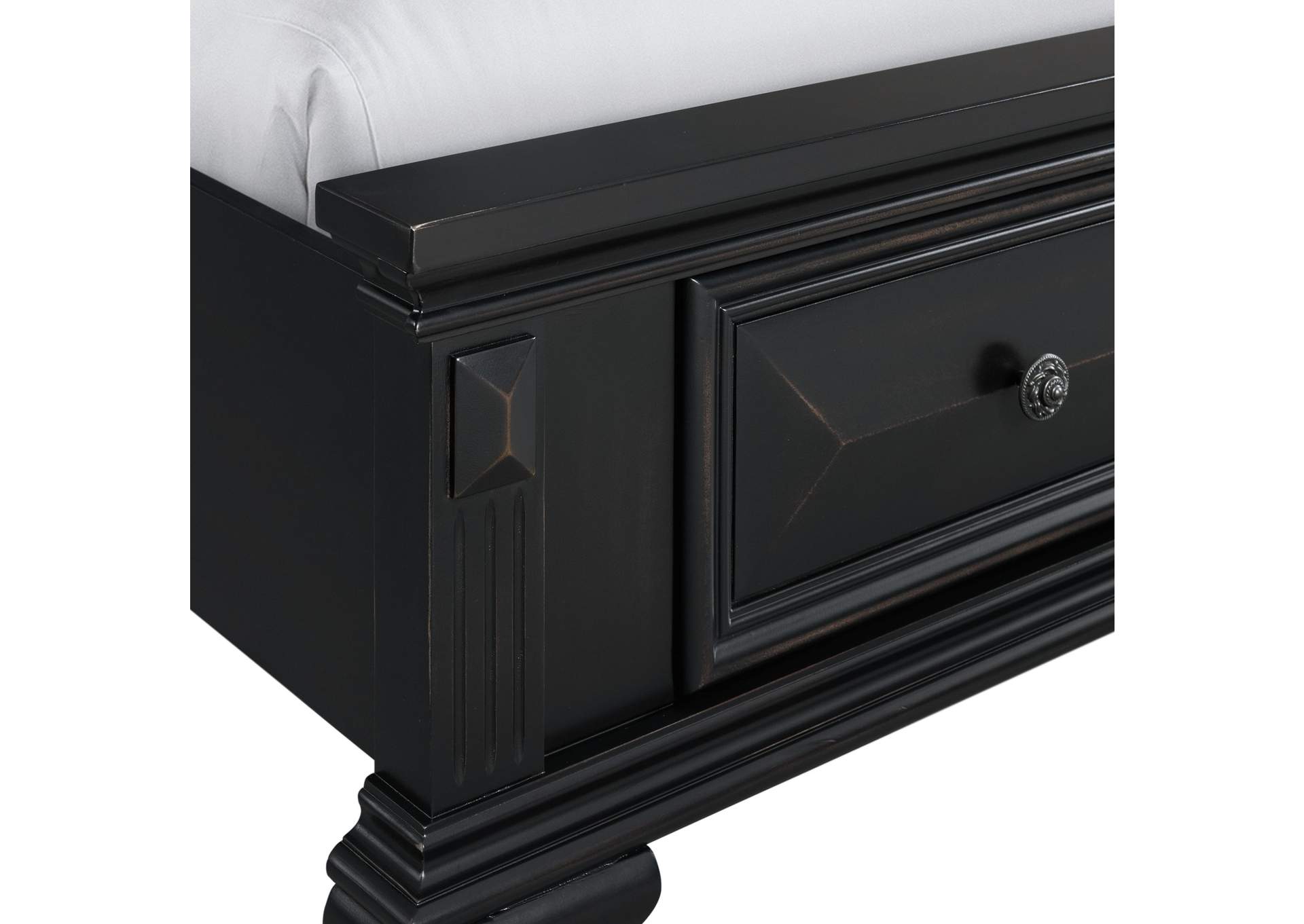 Calloway Queen Bookcase Bed With USB Black Color