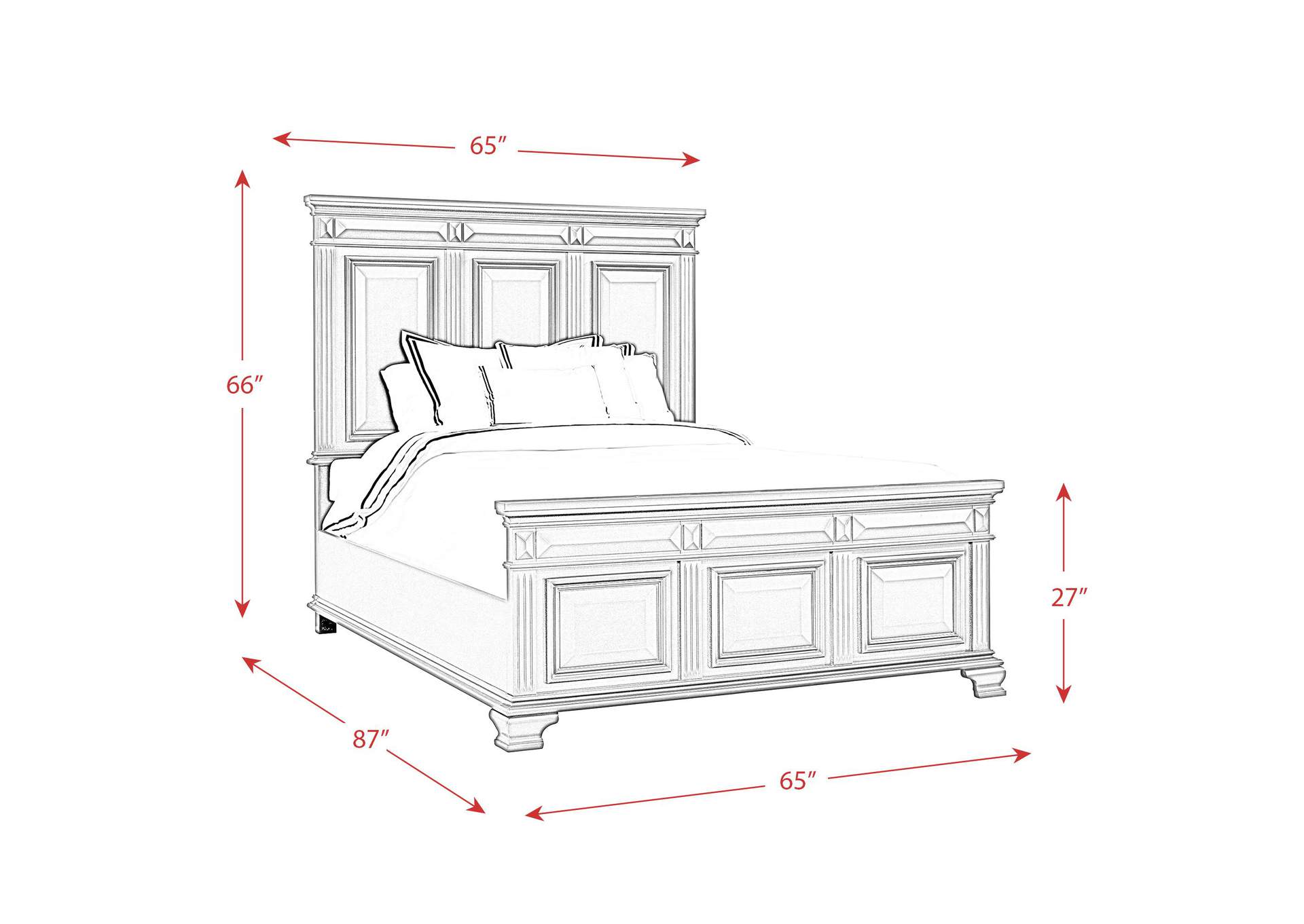 Calloway Queen Panel Bed In Antique White image 7
