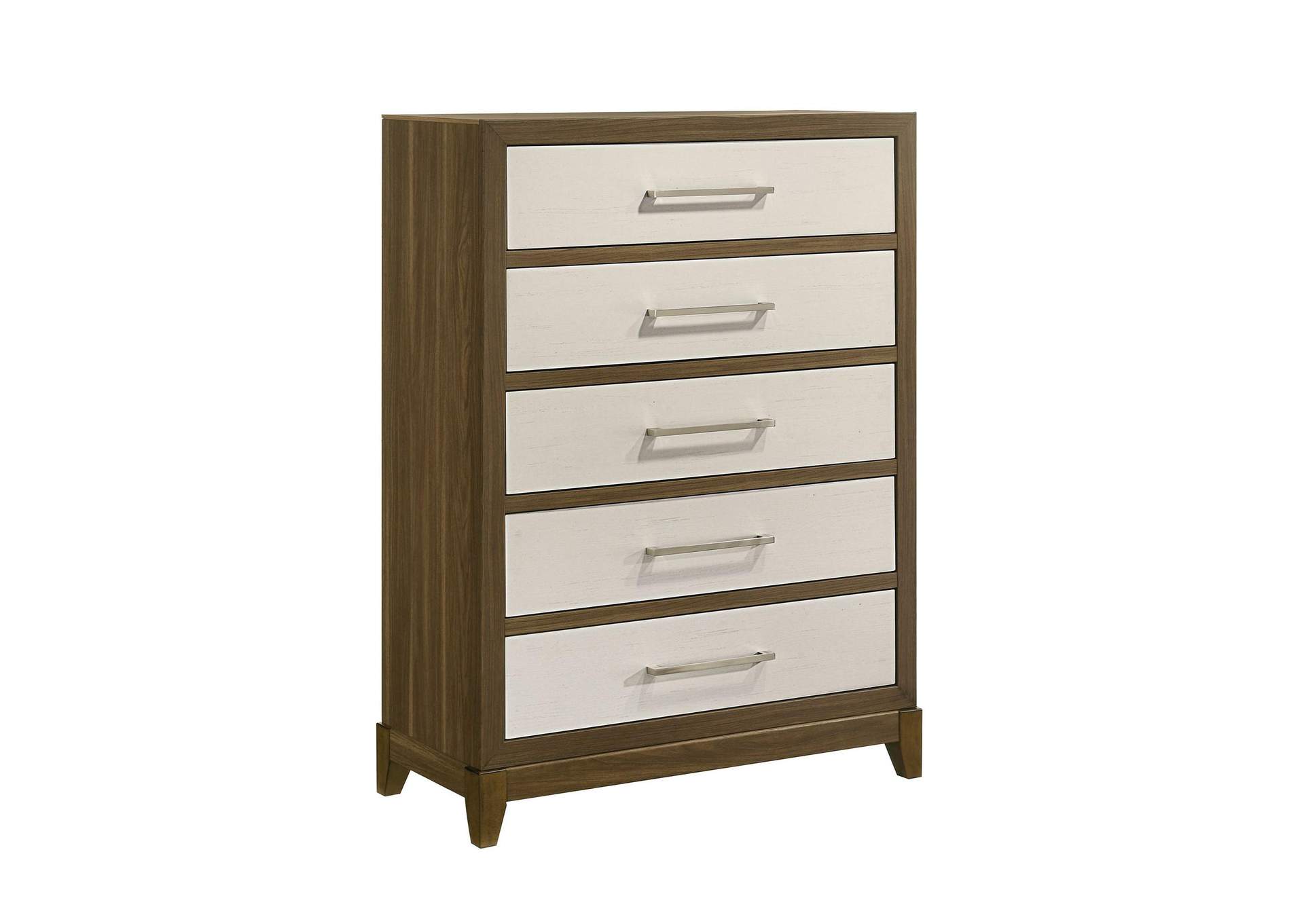 Calverson 5 - Drawer Chest In Ivory And Walnut image 3