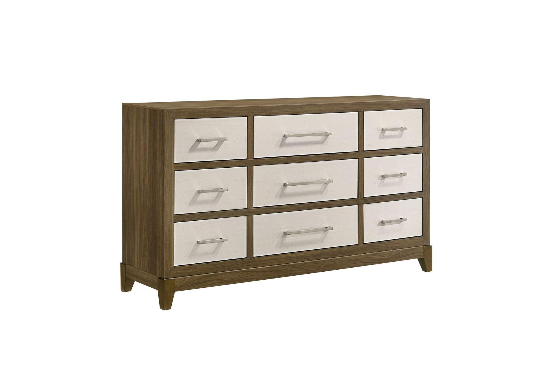 Calverson 9 - Drawer Dresser In Ivory And Walnut image 3