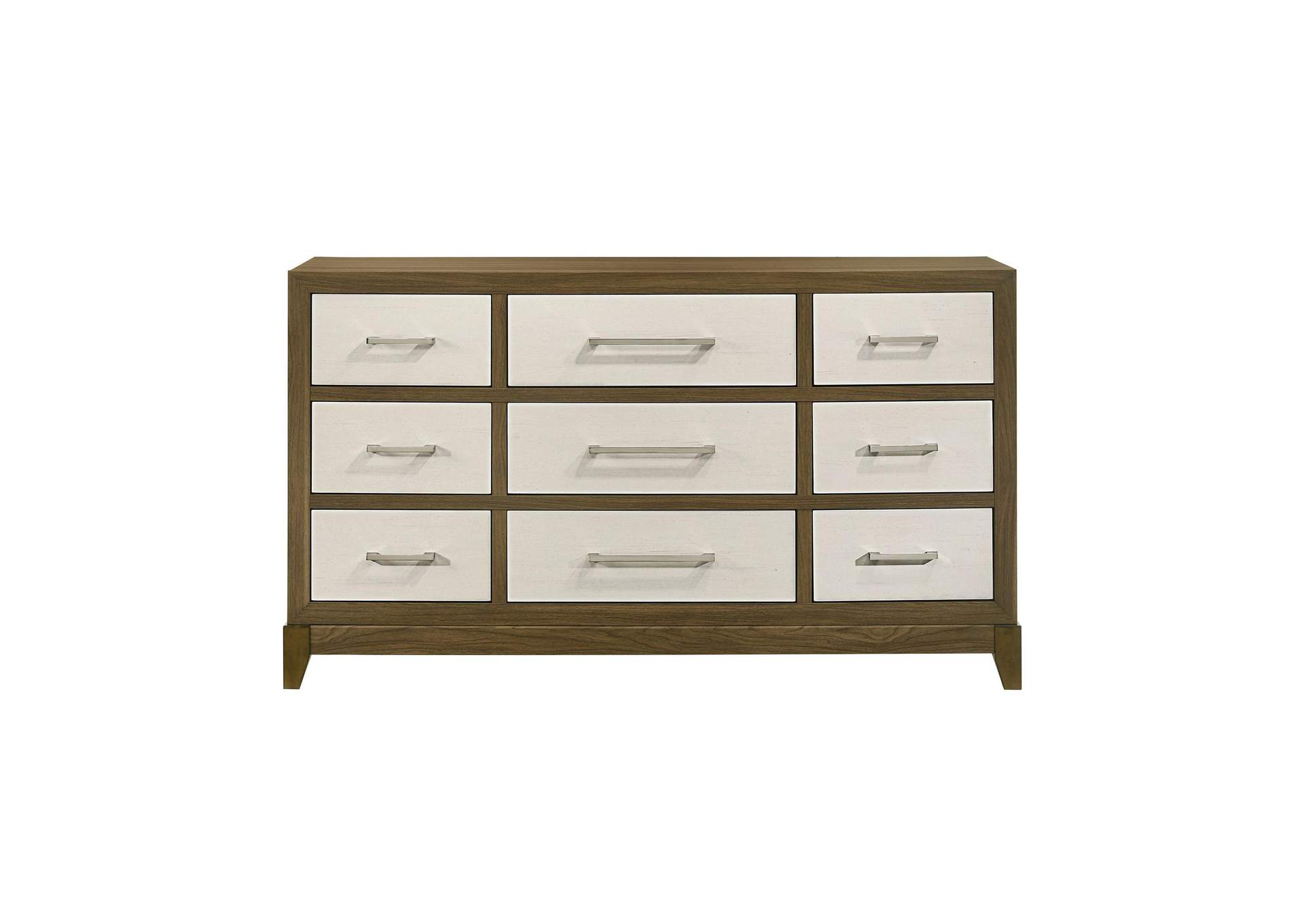 Calverson 9 - Drawer Dresser In Ivory And Walnut image 4