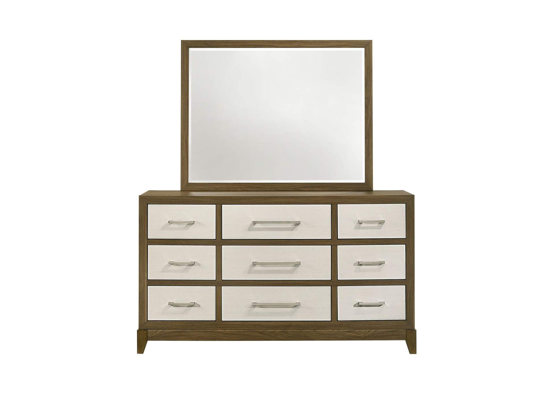 Calverson Dresser And Mirror Set In Ivory And Walnut image 4