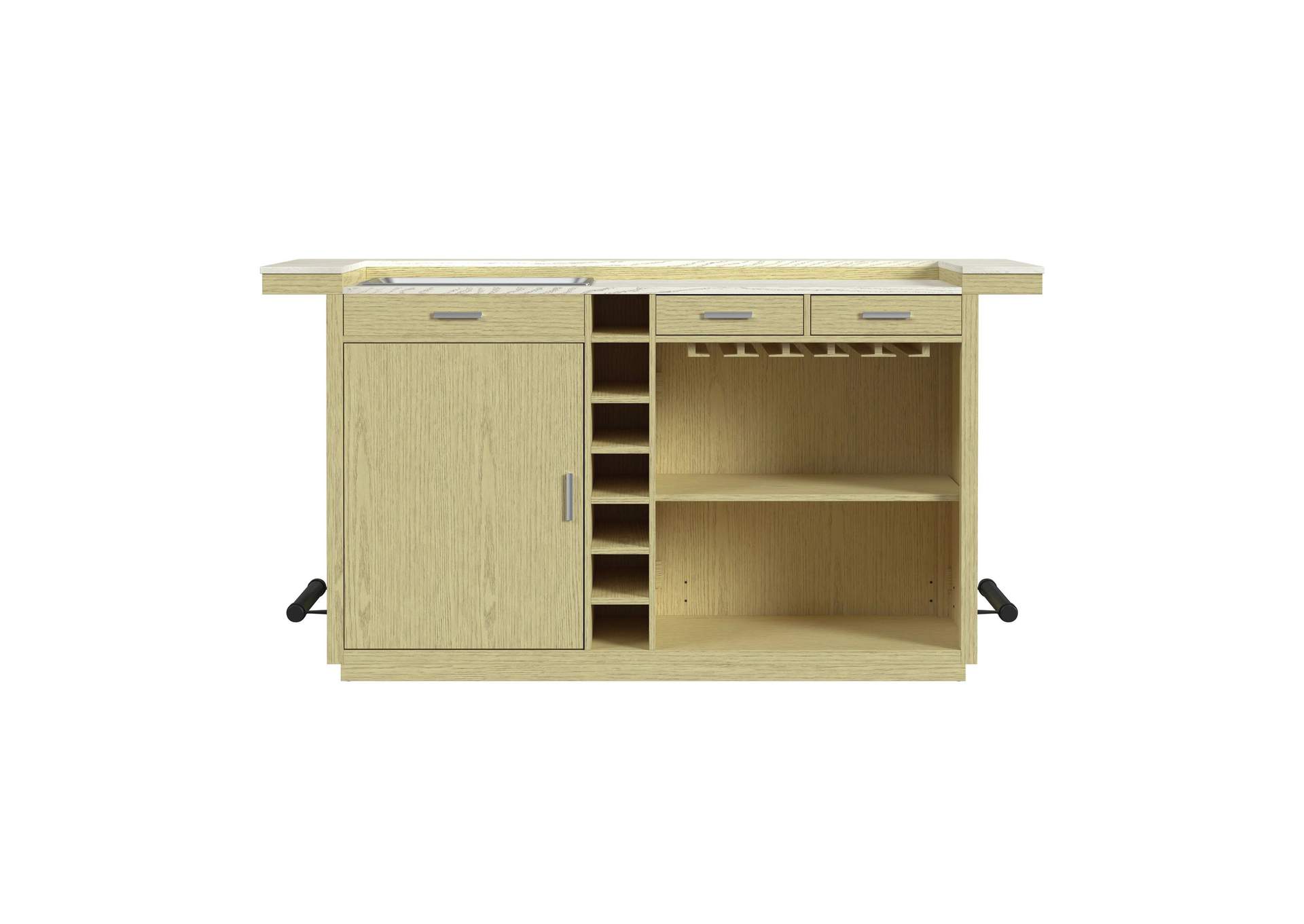 Cambrie Bar Table In Off - White And Natural With Led image 4