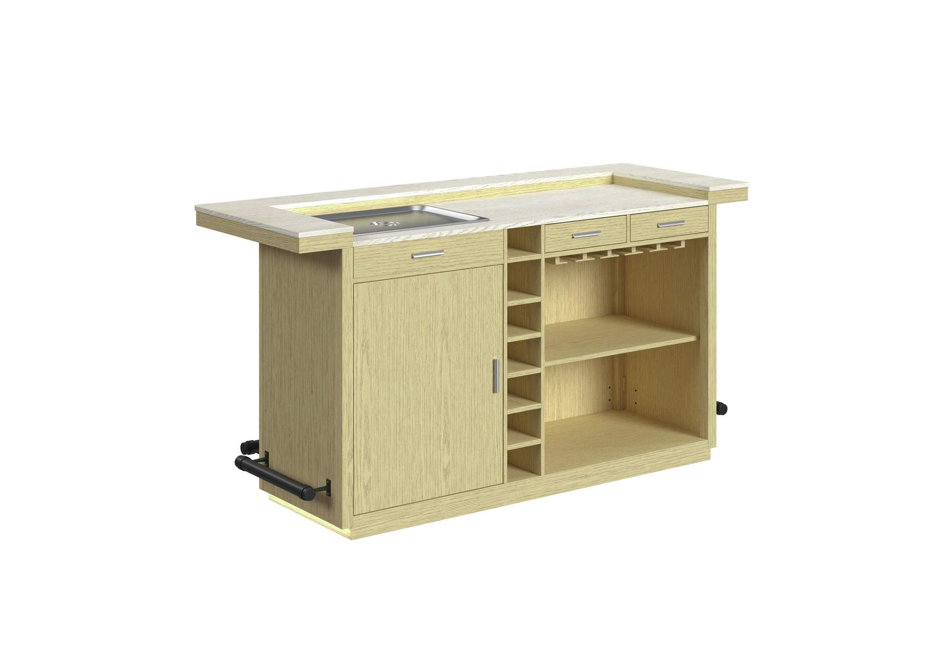 Cambrie Bar Table In Off - White And Natural With Led image 3