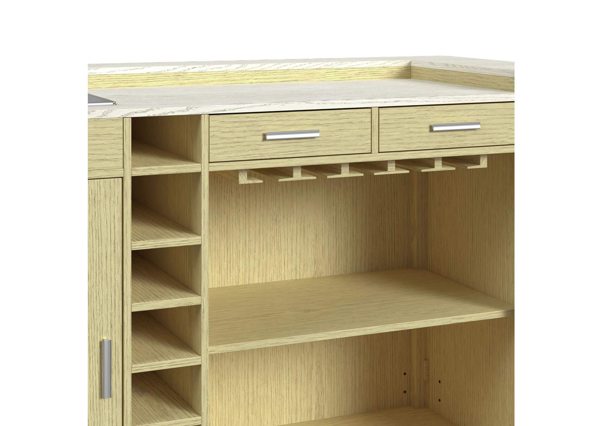 Cambrie Bar Table In Off - White And Natural With Led image 8