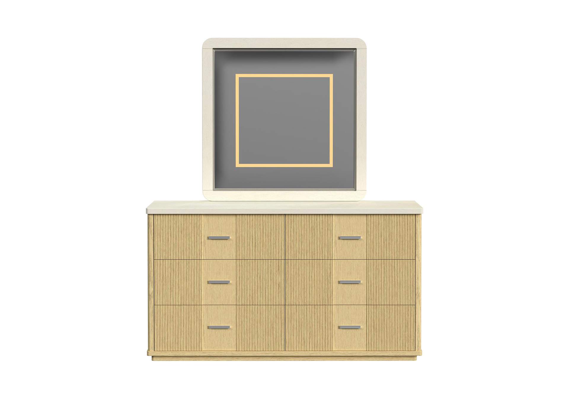 Cambrie Dresser And Mirror Set In Off - White And Natural image 6