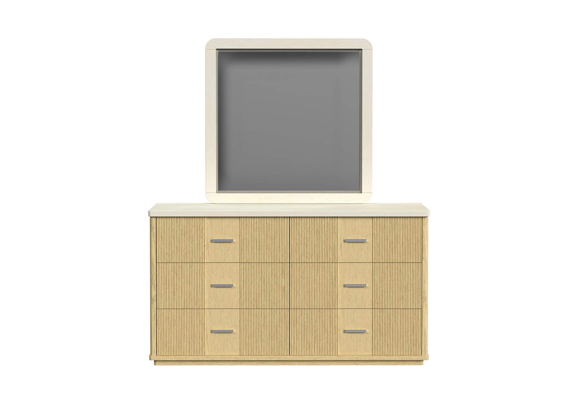 Cambrie Dresser And Mirror Set In Off - White And Natural image 5