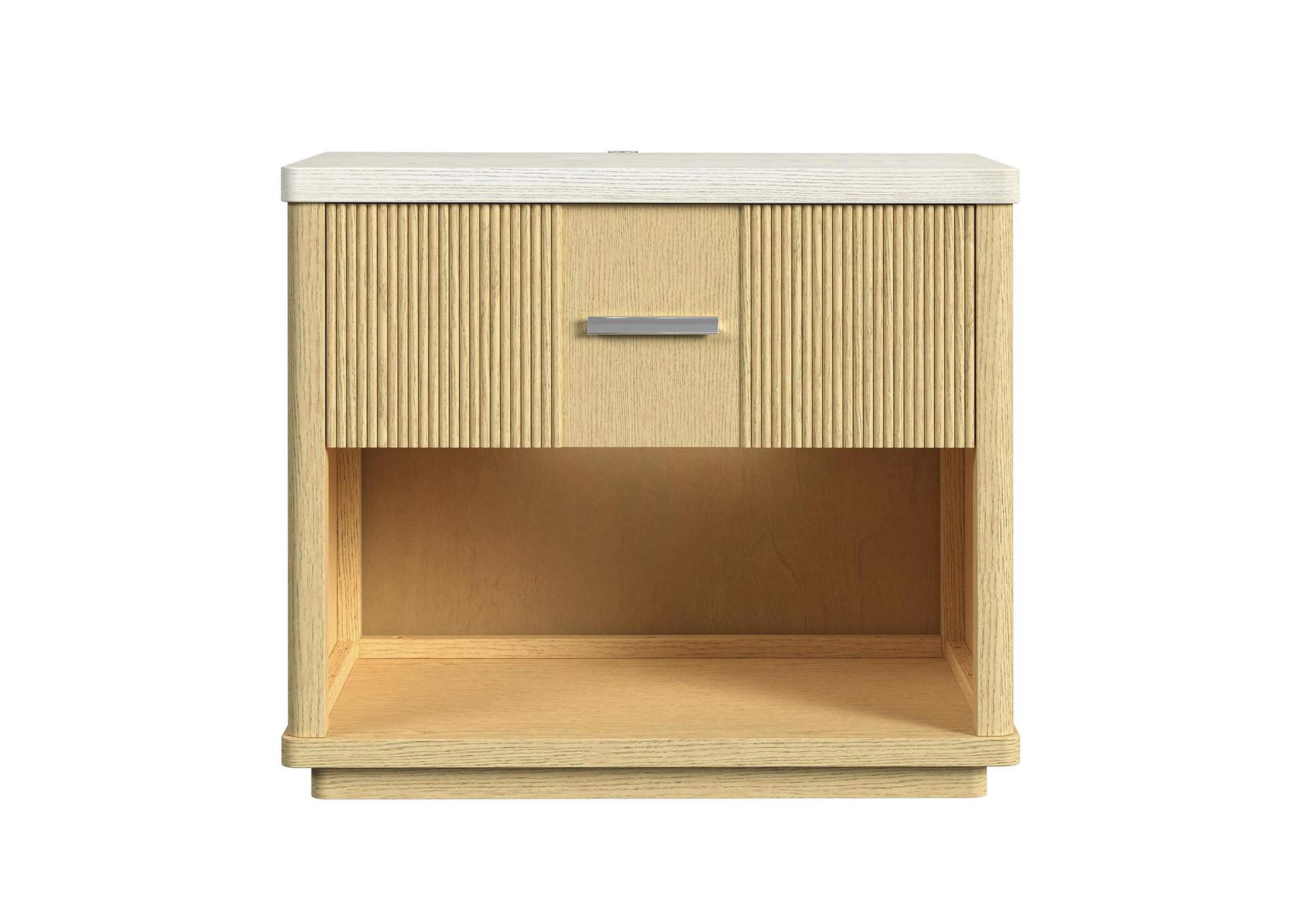 Cambrie Nightstand With Light And Usbc In Off - White And Natural image 4