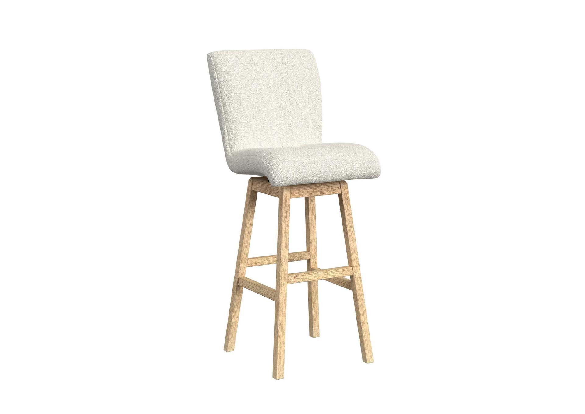 Cambrie Upholstery Swivel Bar Stool With Beige Boucle In Natural 2 Per Carton image 7