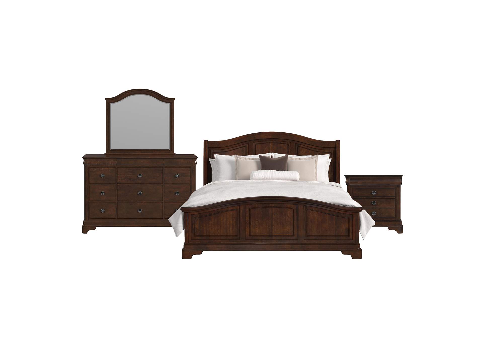 Cameron Cherry King Panel 4 Piece Bedroom Set image 6