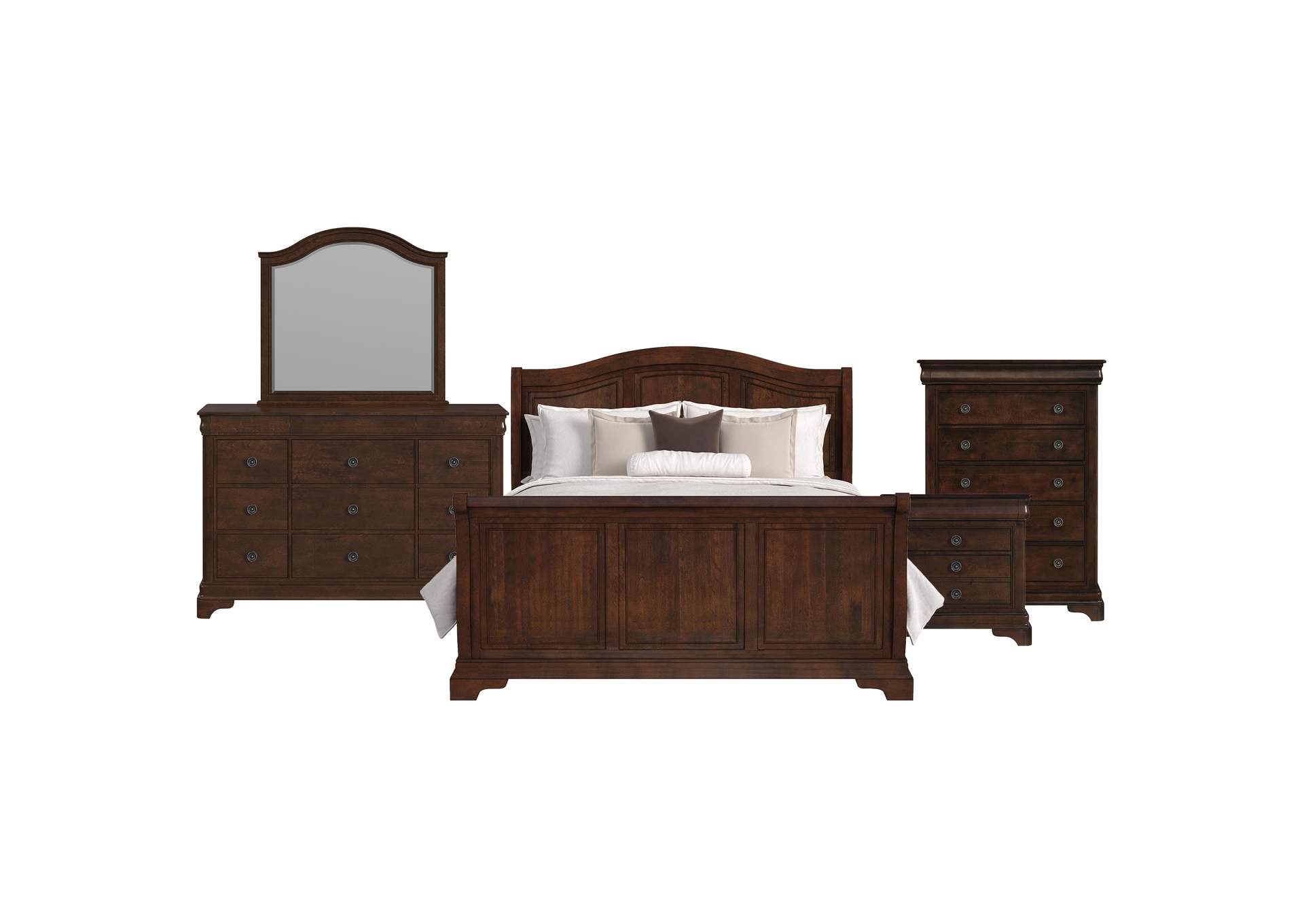 Cameron Cherry King Sleigh 5 Piece Bedroom Set image 15