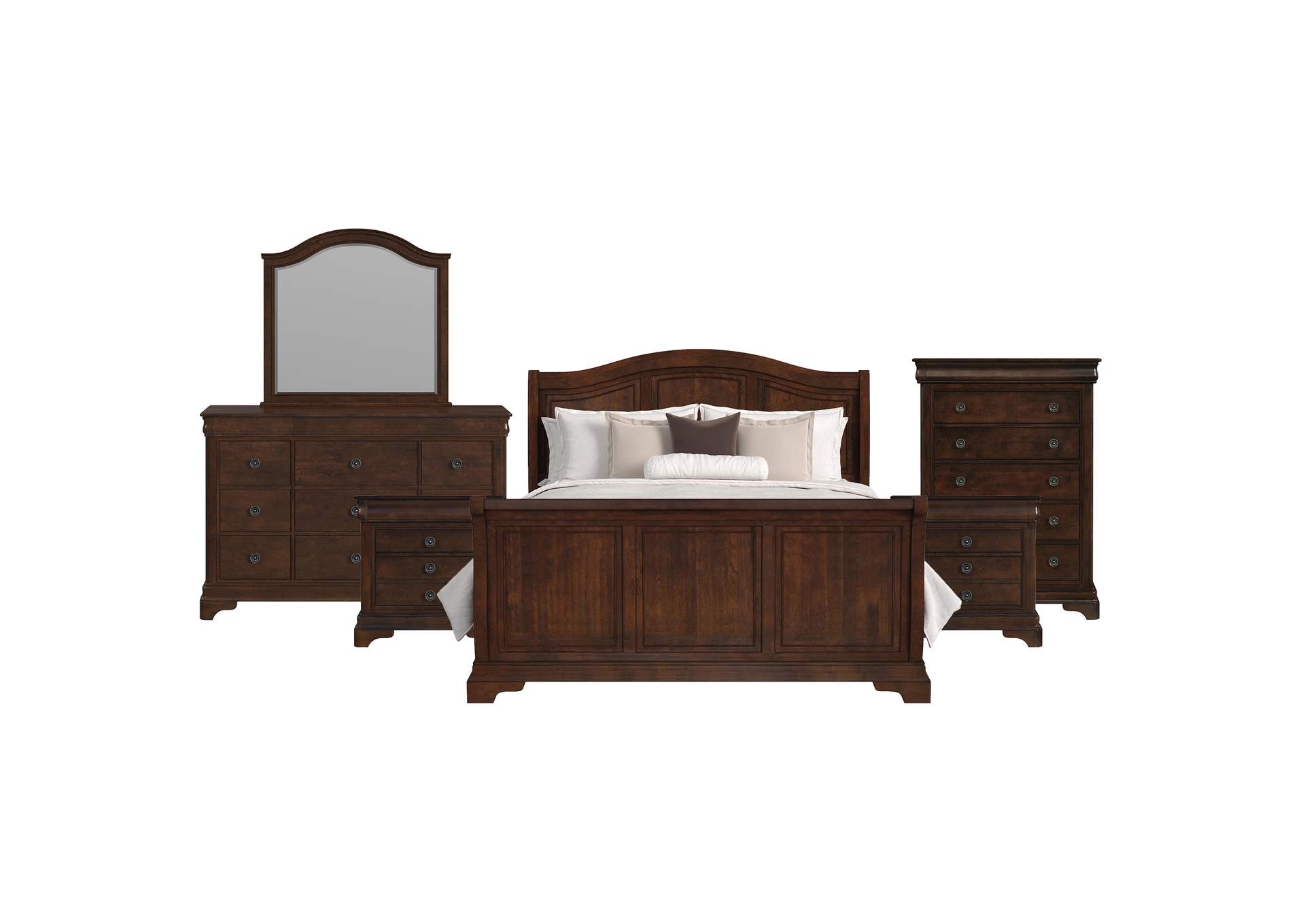 Cameron Cherry King Sleigh 6 Piece Bedroom Set image 15