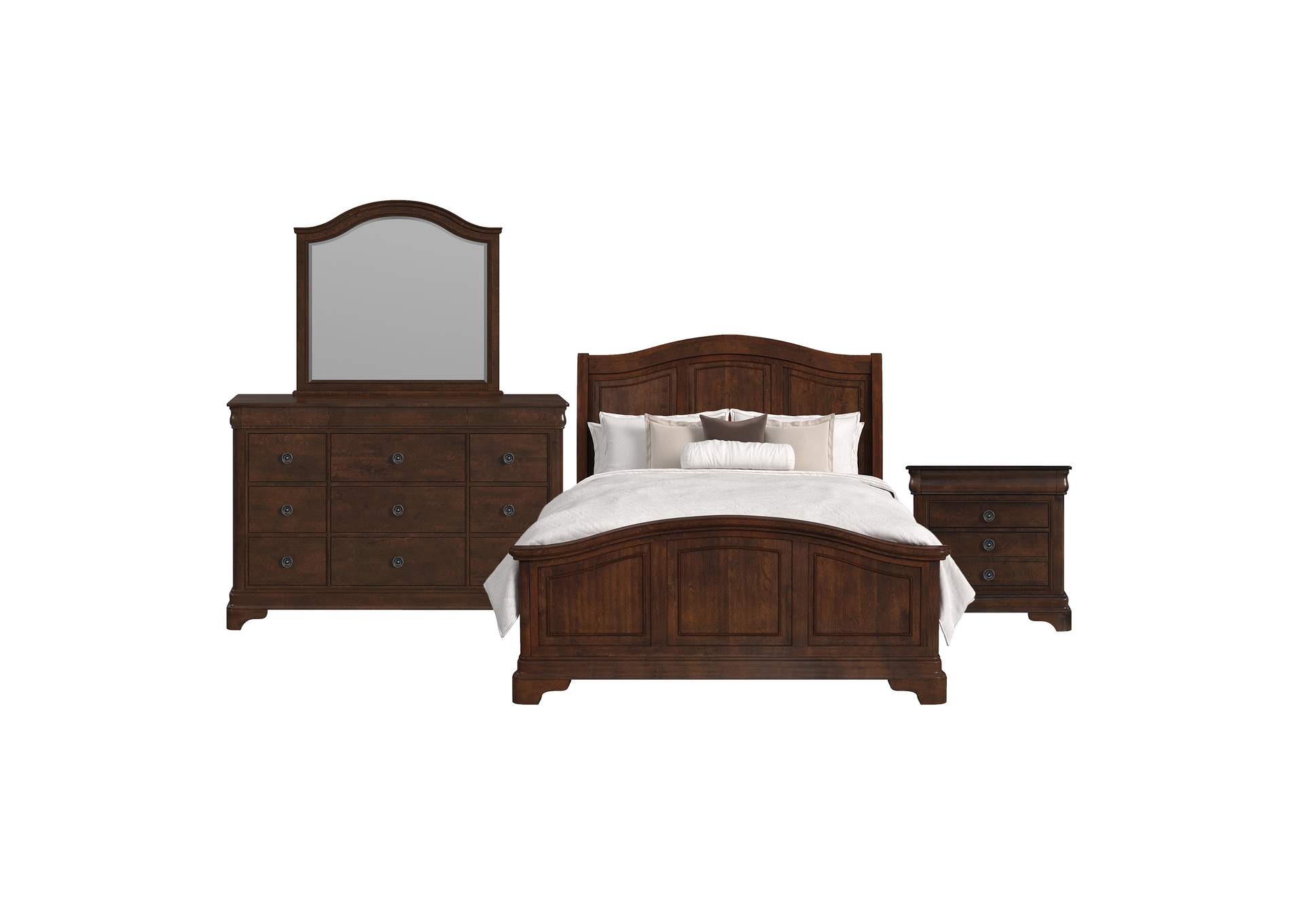 Cameron Cherry Queen Panel 4 Piece Bedroom Set image 6