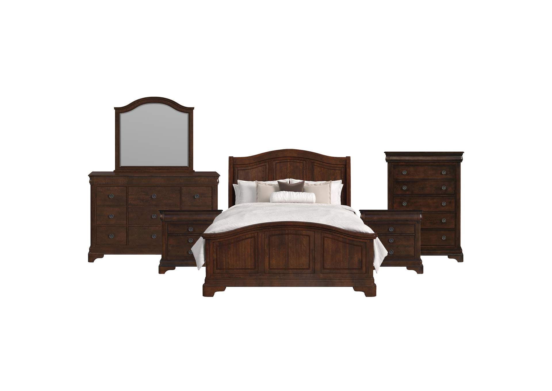 Cameron Cherry Queen Panel 6 Piece Bedroom Set image 15