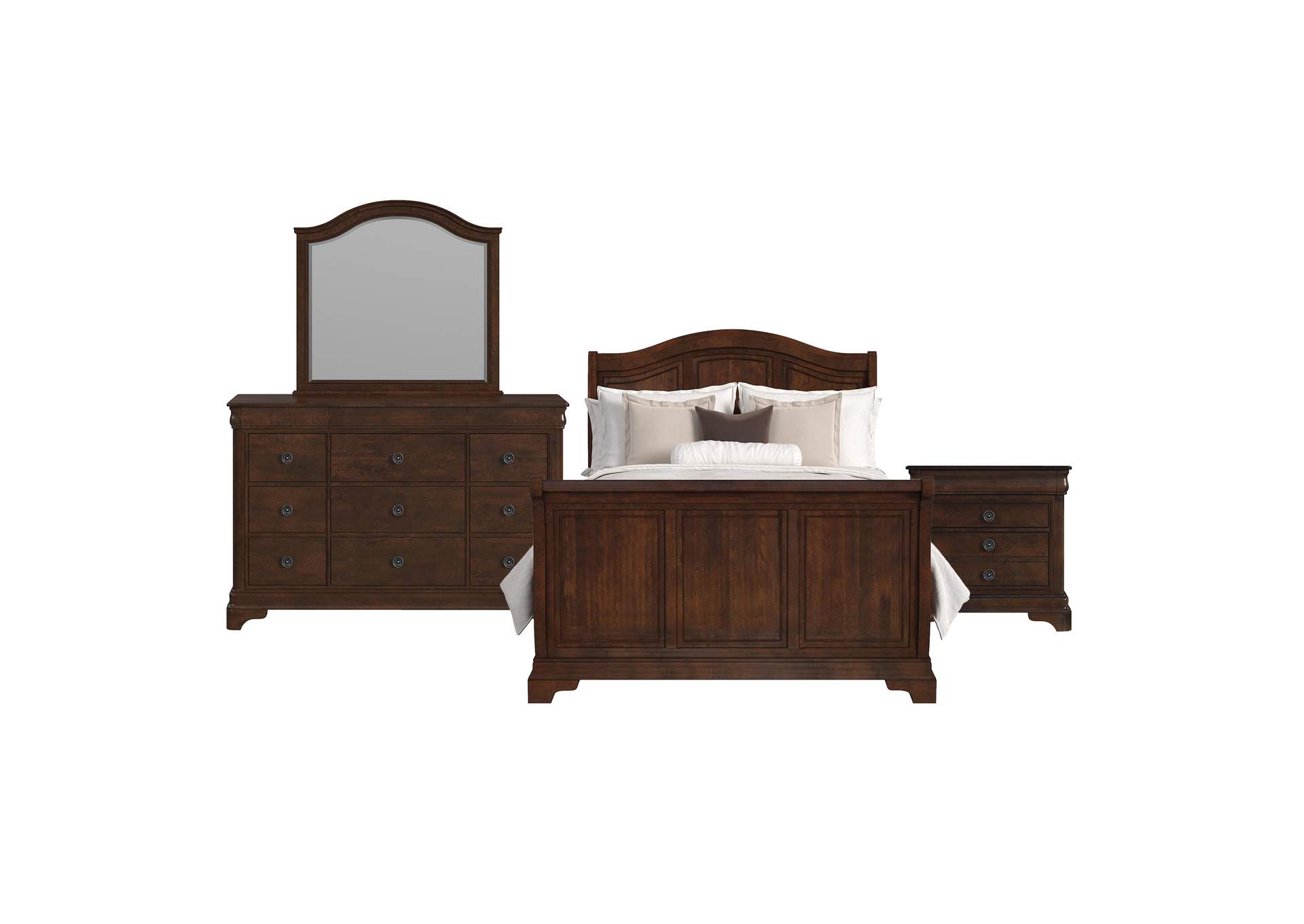 Cameron Cherry Queen Sleigh 4 Piece Bedroom Set image 6