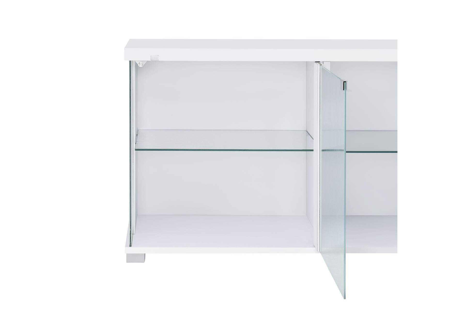 Chandra Entertainment Unit With Led In Glossy White image 5