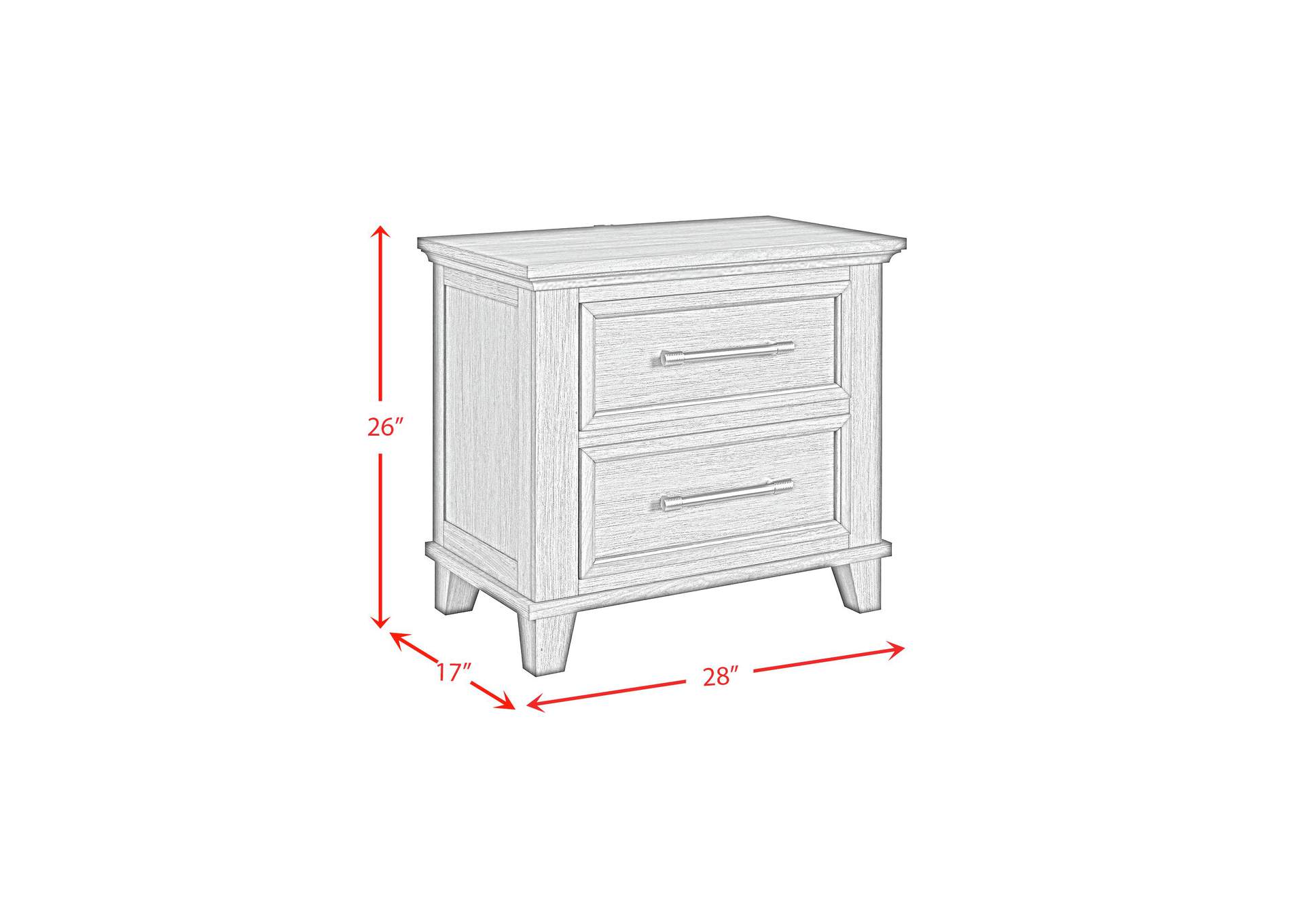 Canterbury 2 - Drawer Nightstand With USB In Grey