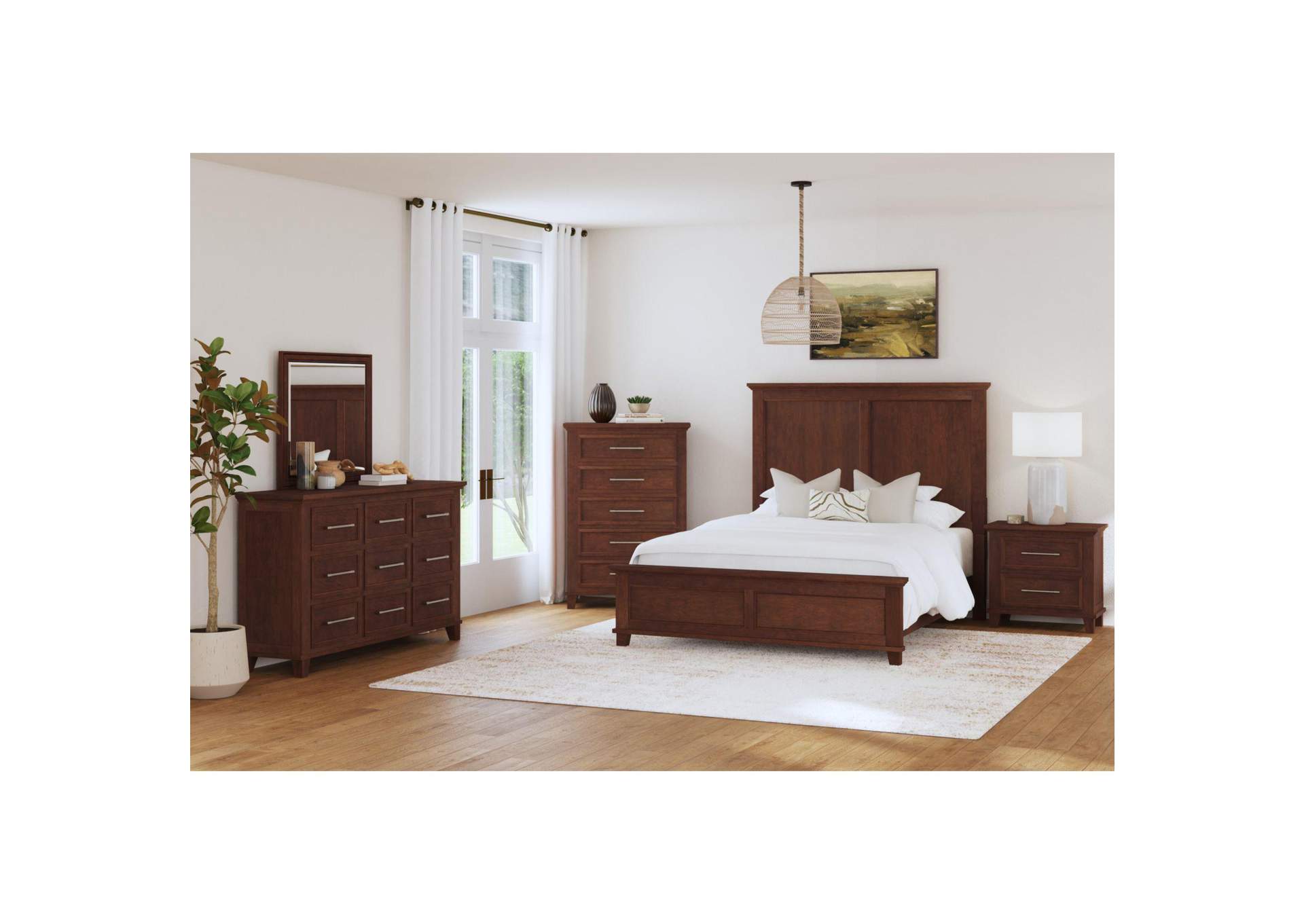 Canterbury Full Panel Bed In Cherry image 1
