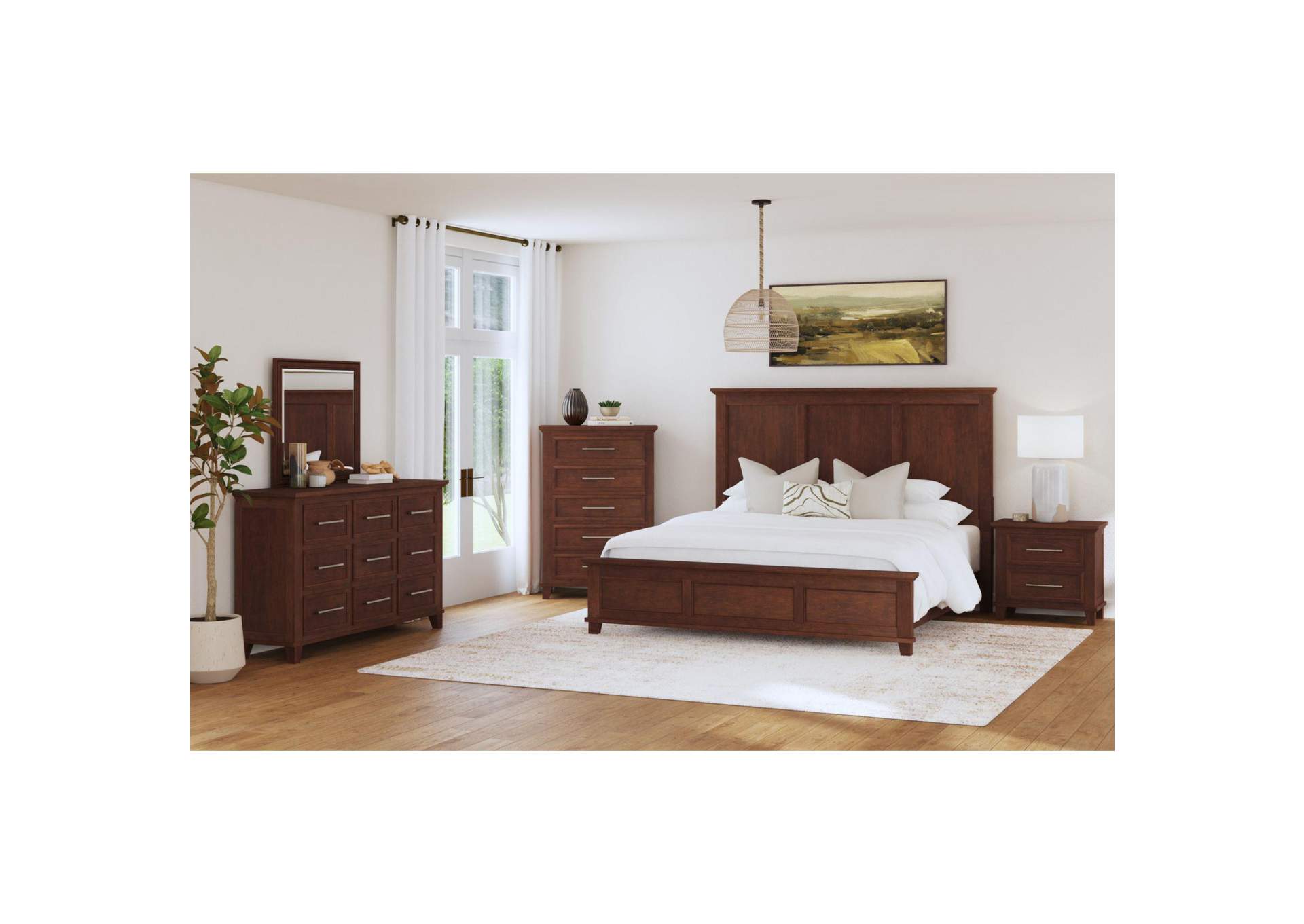 Canterbury Full Panel Bed In Cherry image 1